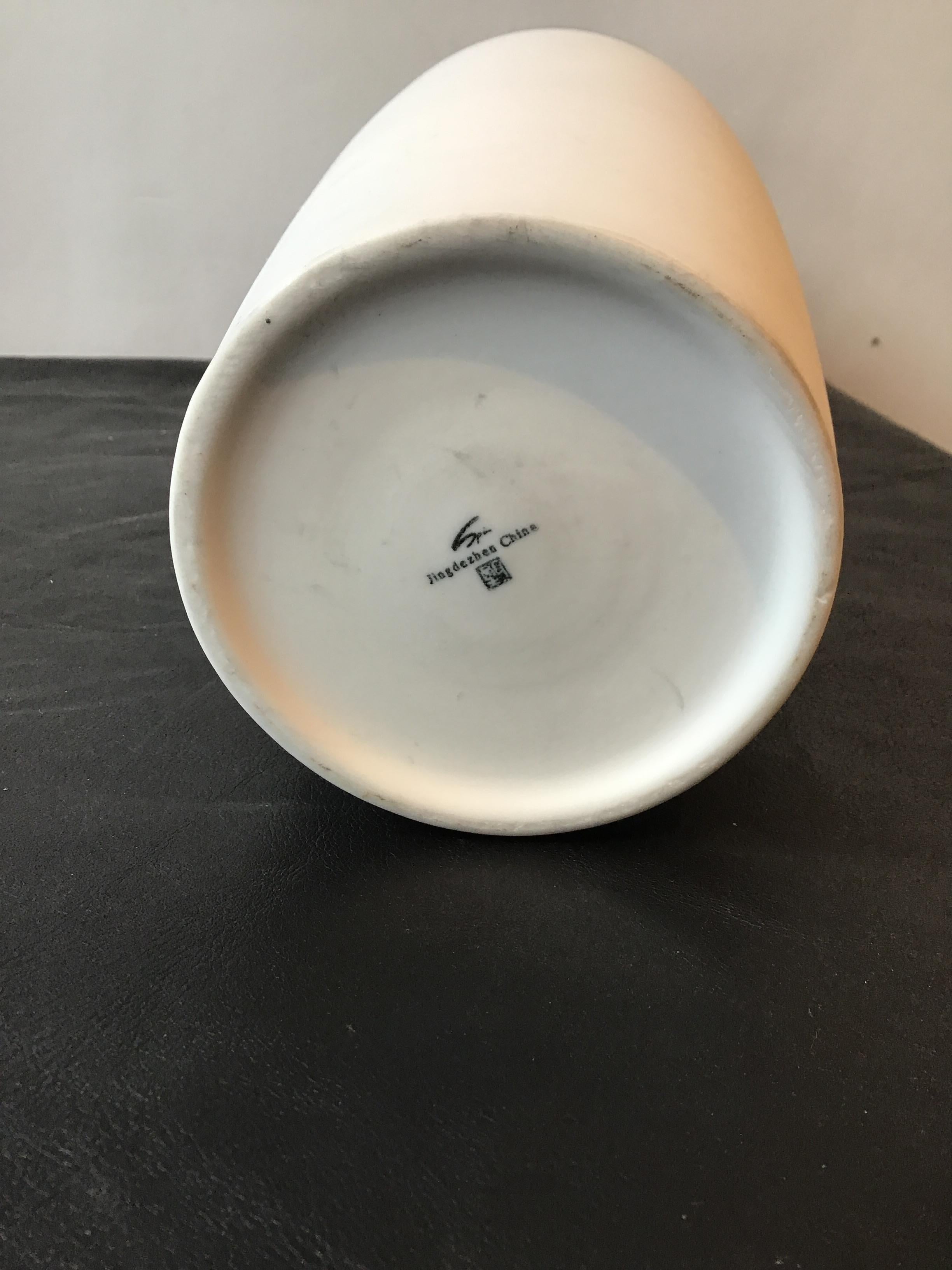 Spin Ceramics Blue and White Stripe Vase For Sale 1