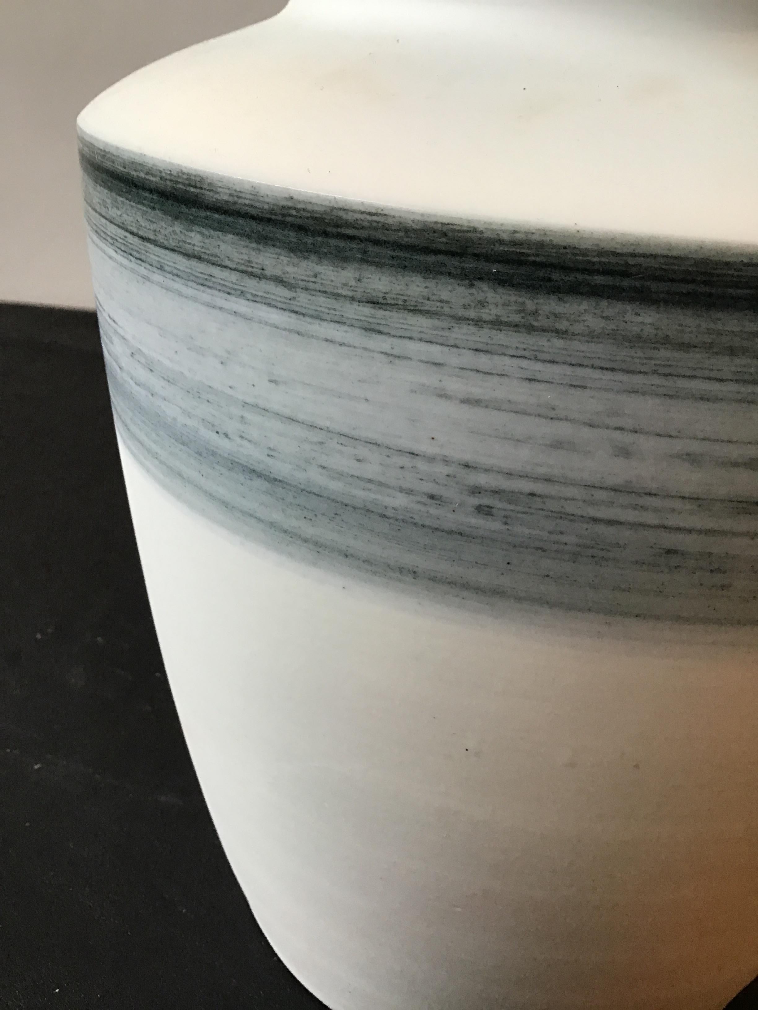 Contemporary Spin Ceramics Blue Stripe Vase For Sale