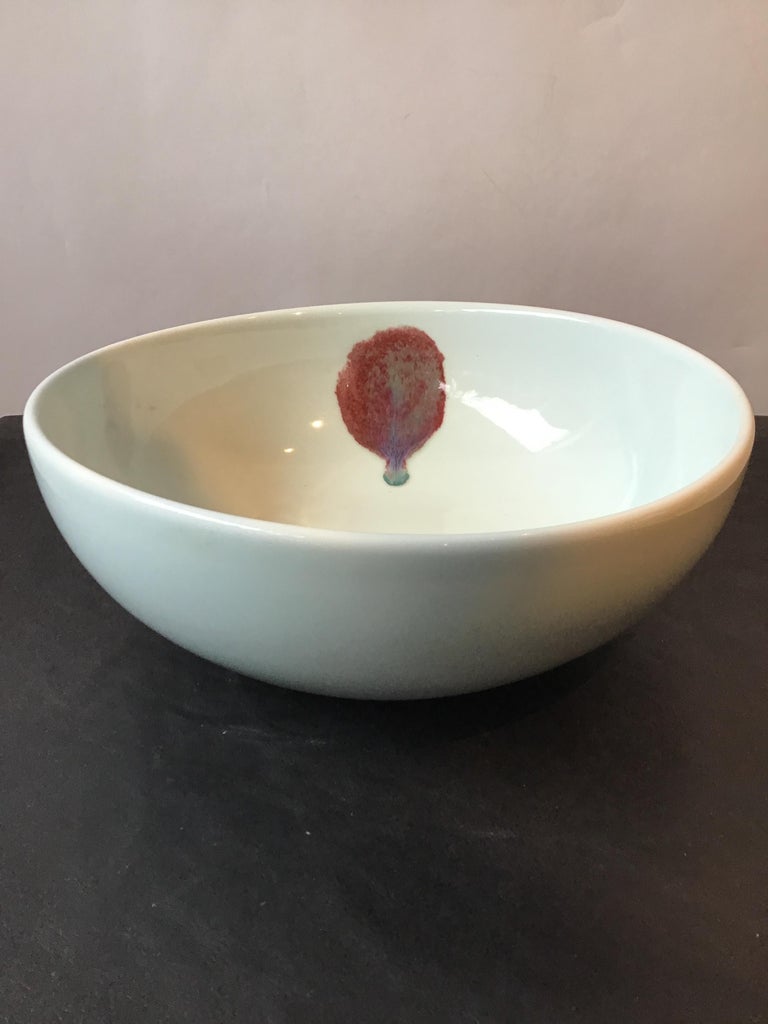 Spin Ceramics Bowl with Red Spot For Sale at 1stDibs