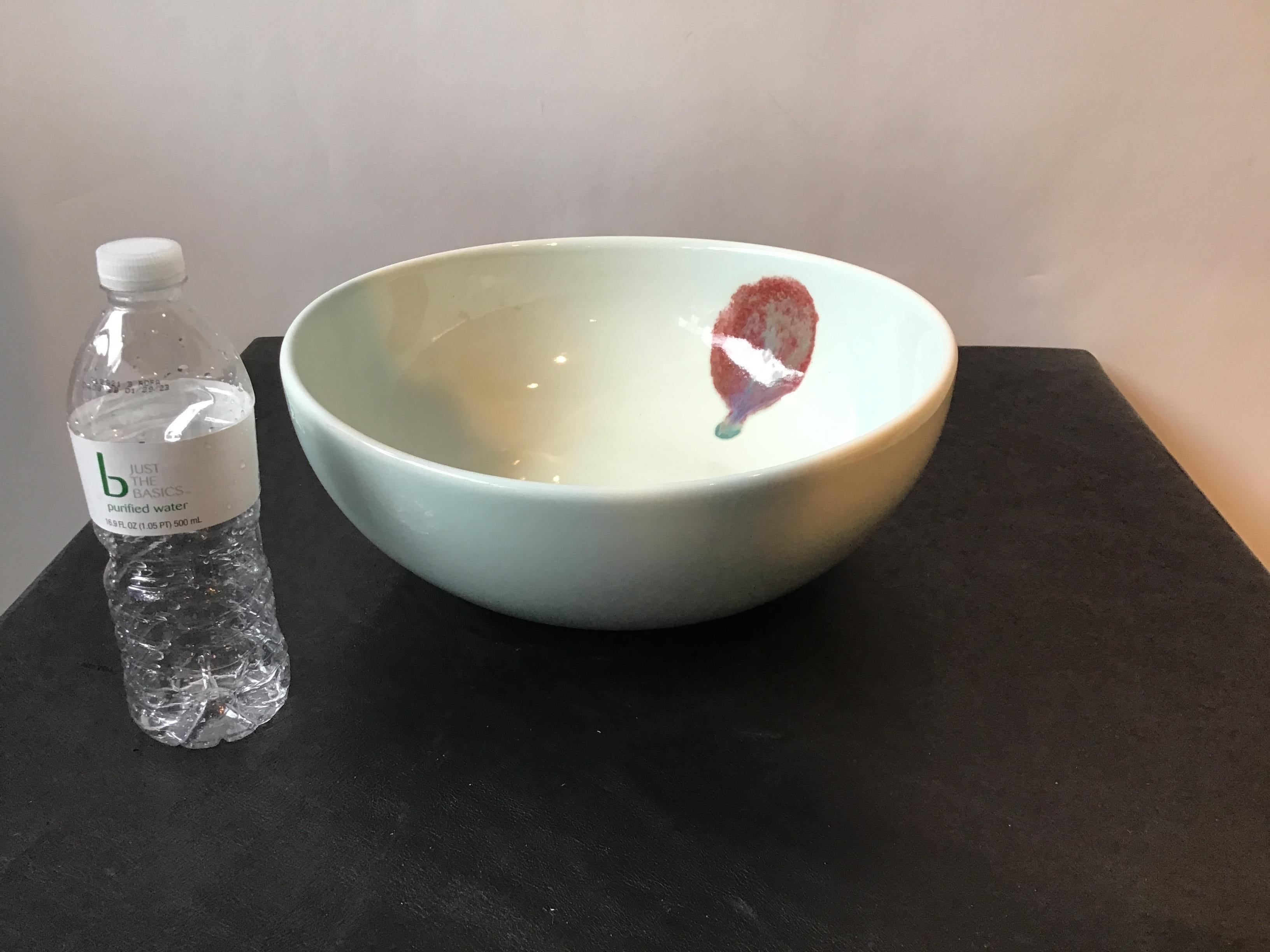 Spin Ceramics Bowl with Red Spot In Good Condition For Sale In Tarrytown, NY