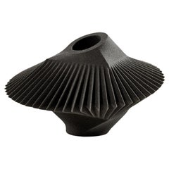 Spin Vessel Small - 3D Printed Sand Black Vase by Rive Roshan