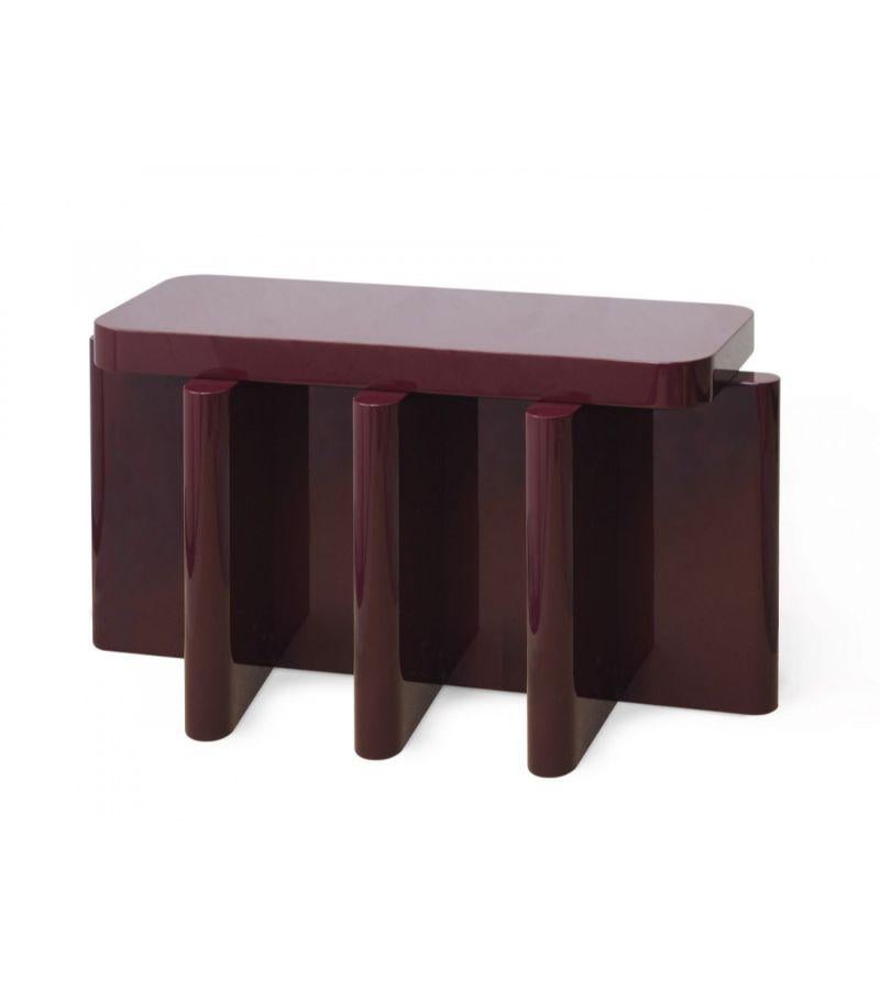 Laqué Banc en bois massif rouge bordeaux rustique Spina B5.1 de Cara Davide en vente