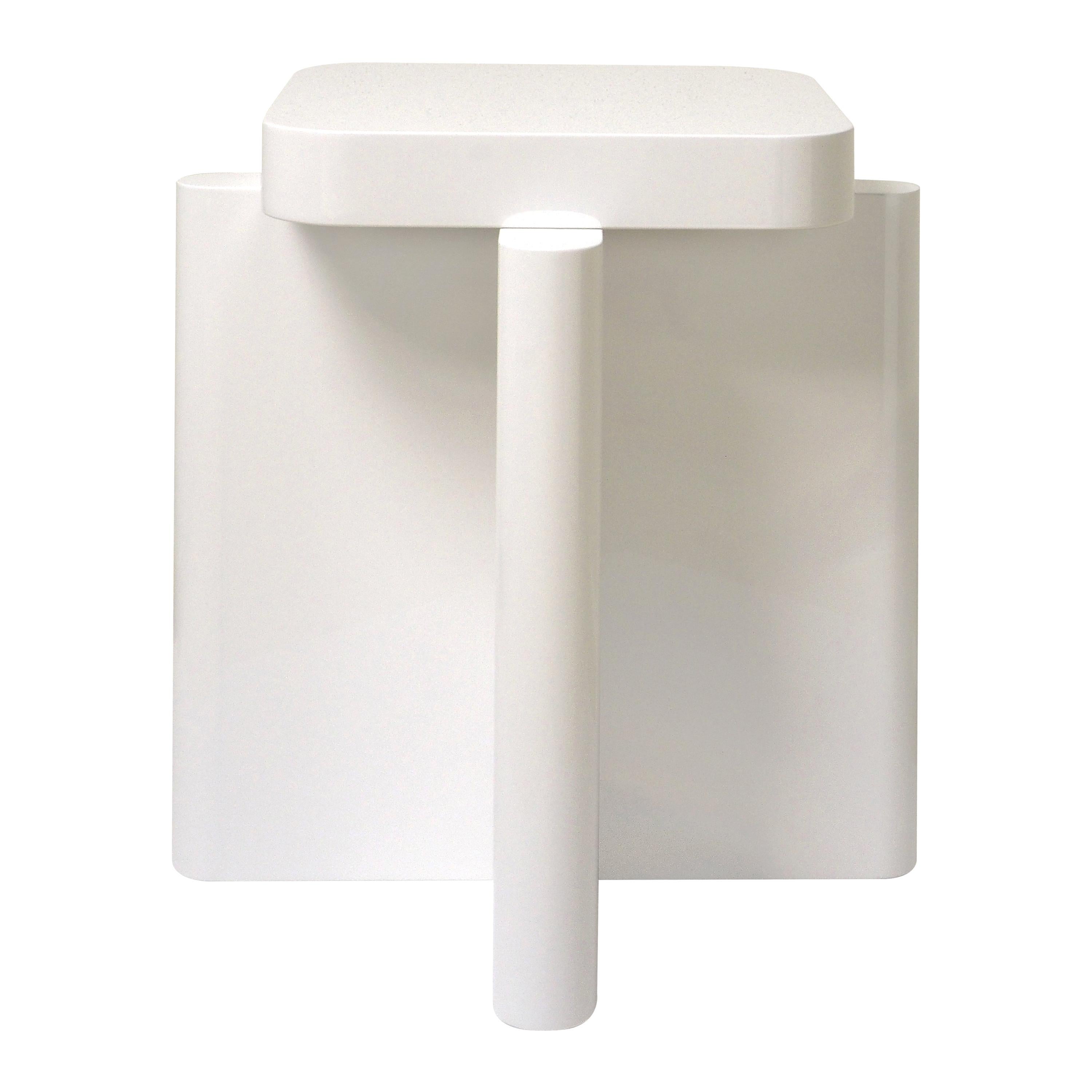 Spina Side Table in Lac Wood Off-White 1 Edited by Portego For Sale