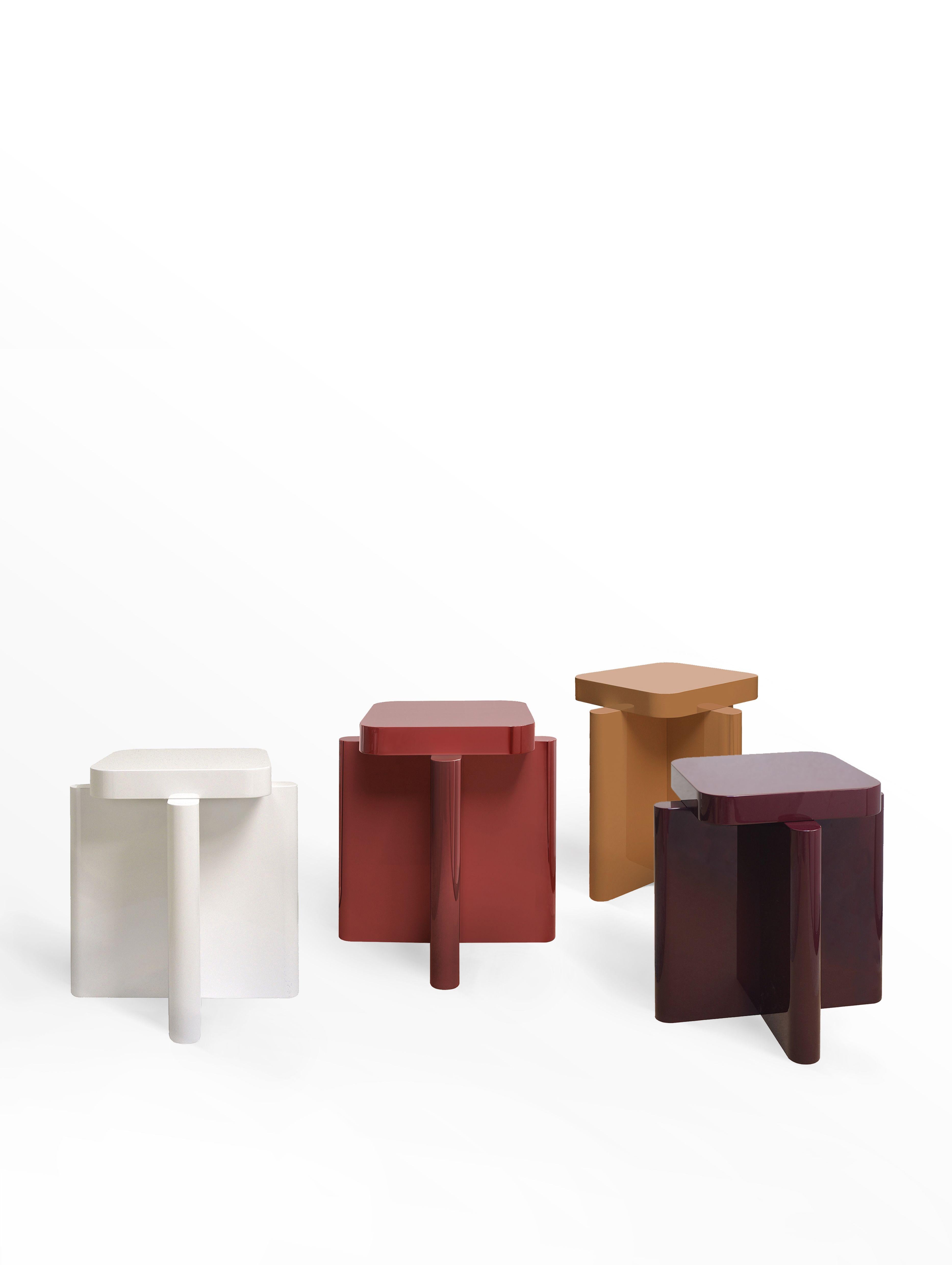 Laque Table d'appoint Spina T1.1 en laque - Bordeaux - Éditée par Portego en vente
