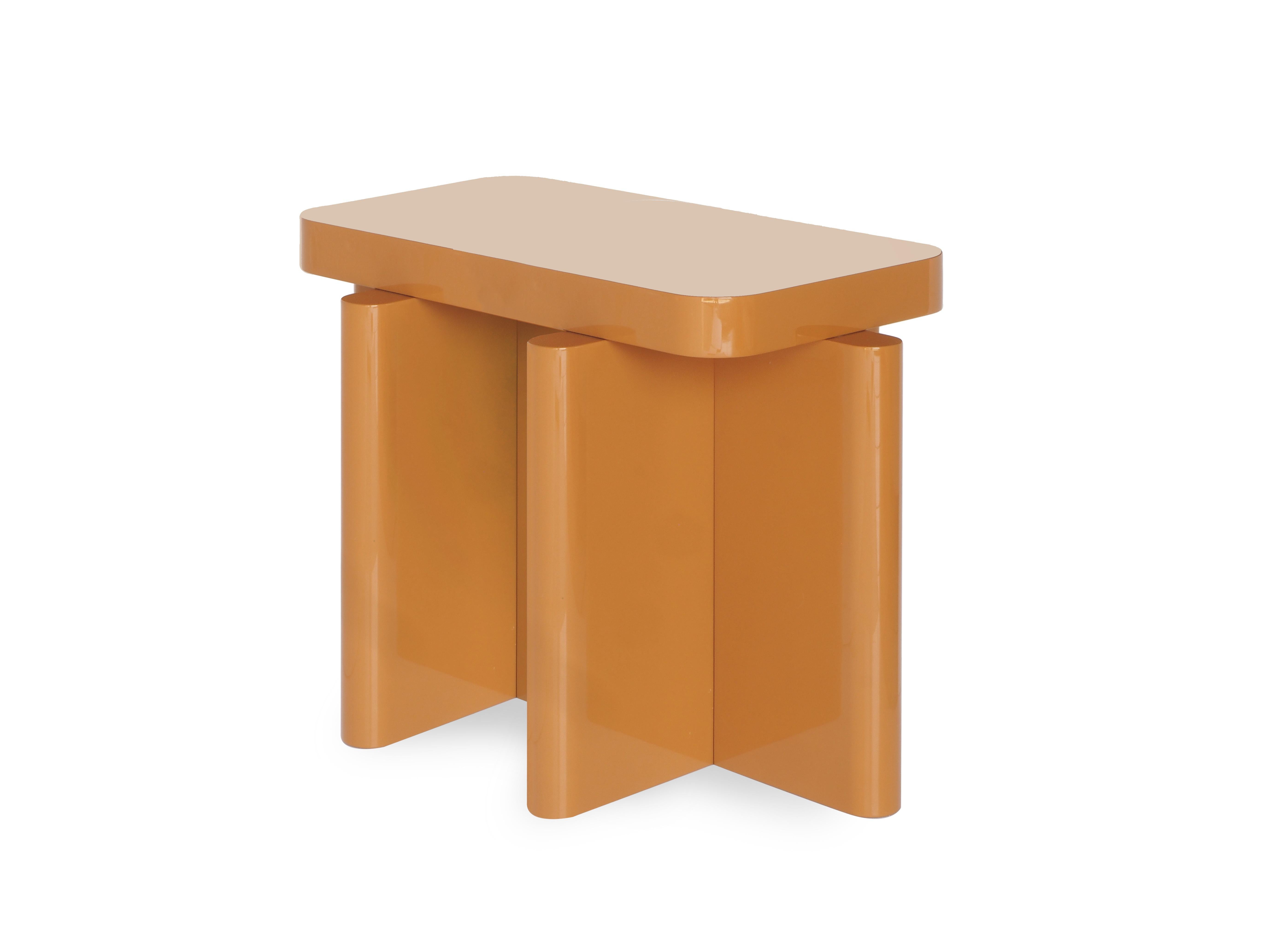 Polished Spina Table in Lac Wood Caramel Edit by Portego For Sale