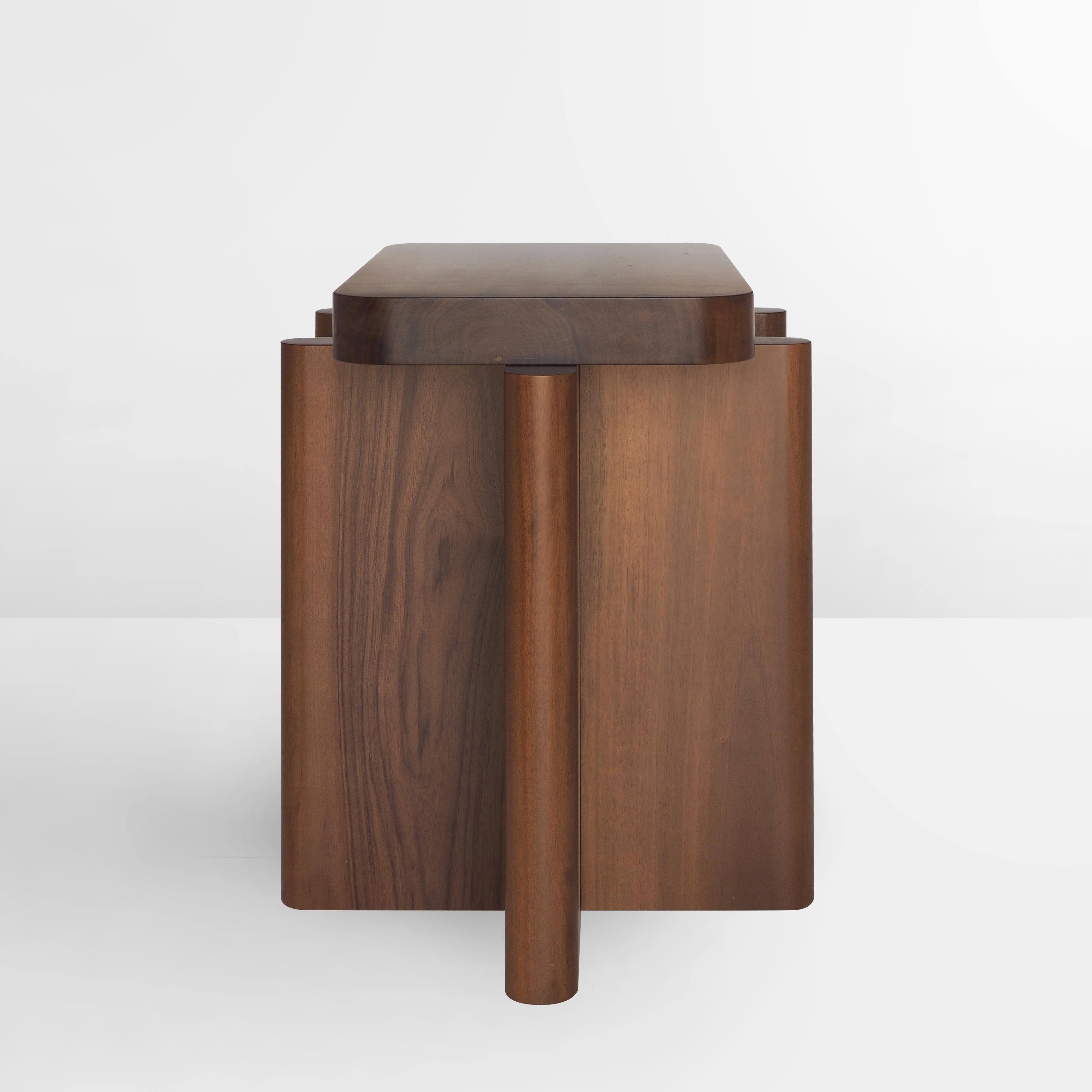 Modern Spina Table Solid Nut Wood by Portego For Sale