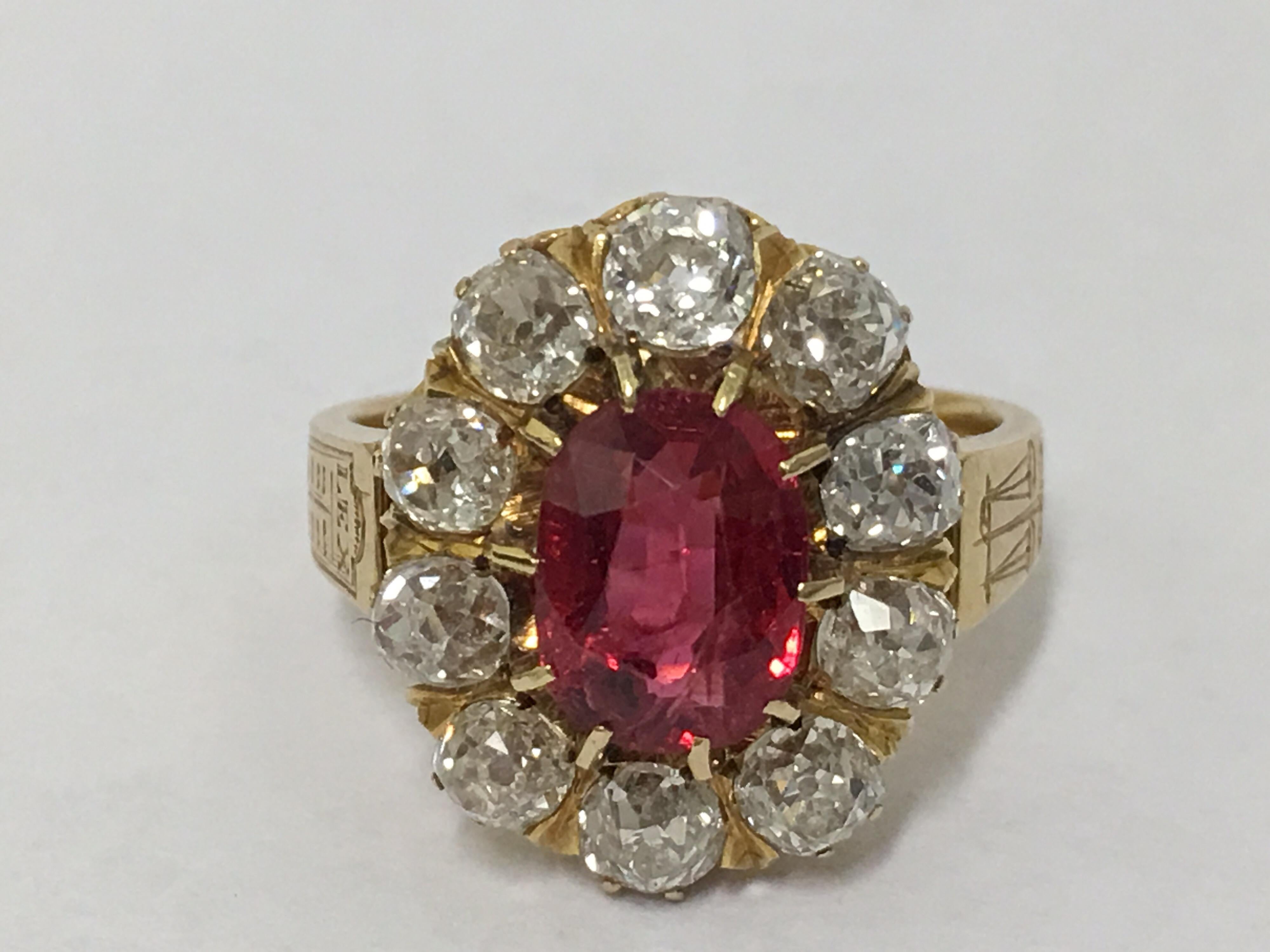 Artisan Spinal and Diamonds Antique Ring