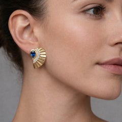 0.50ct Black Spinel & Diamond 14K Gold Stud Earrings