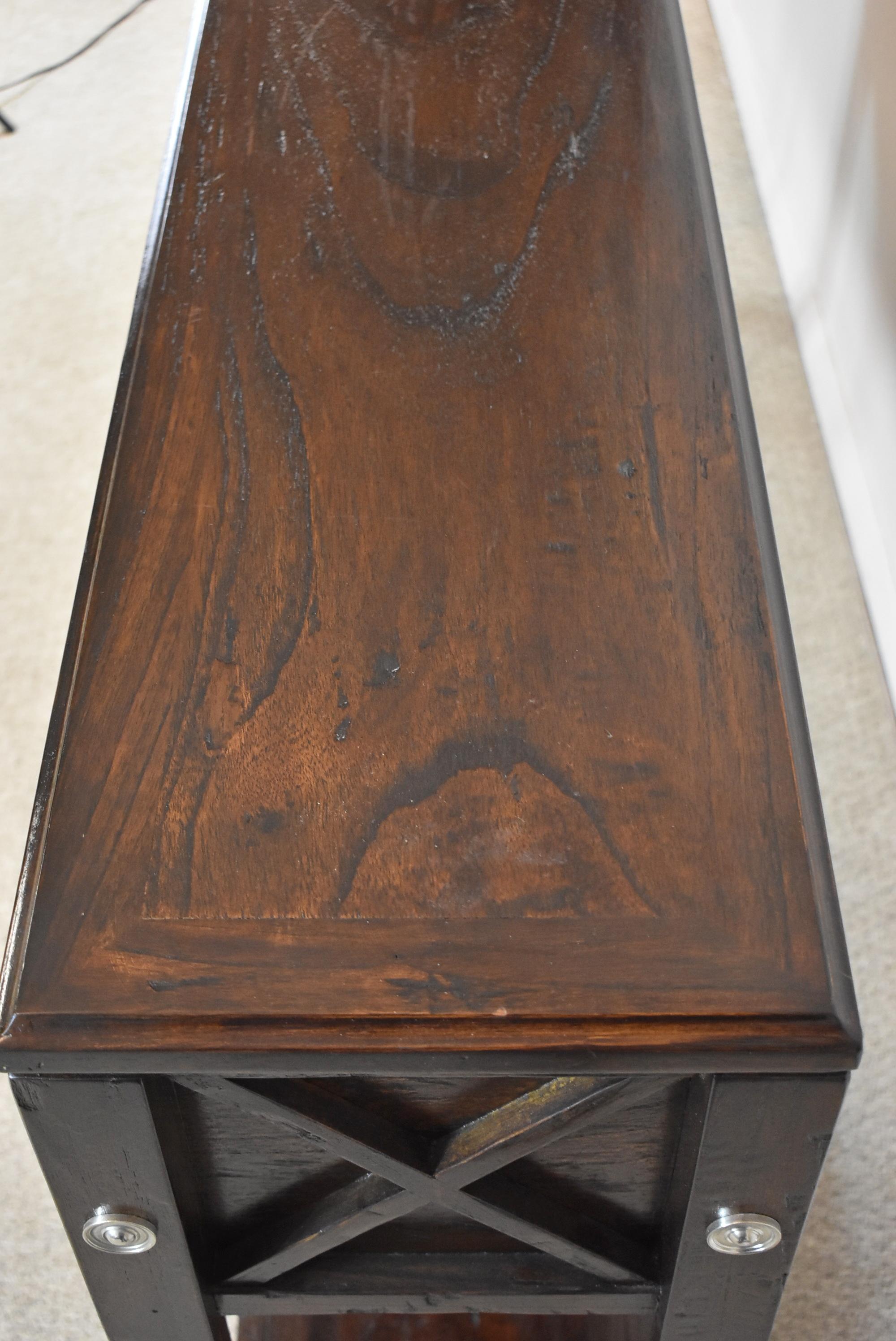Spindle Solid Distressed Wood Console Table by Ambella Home Collection In Good Condition For Sale In Toledo, OH