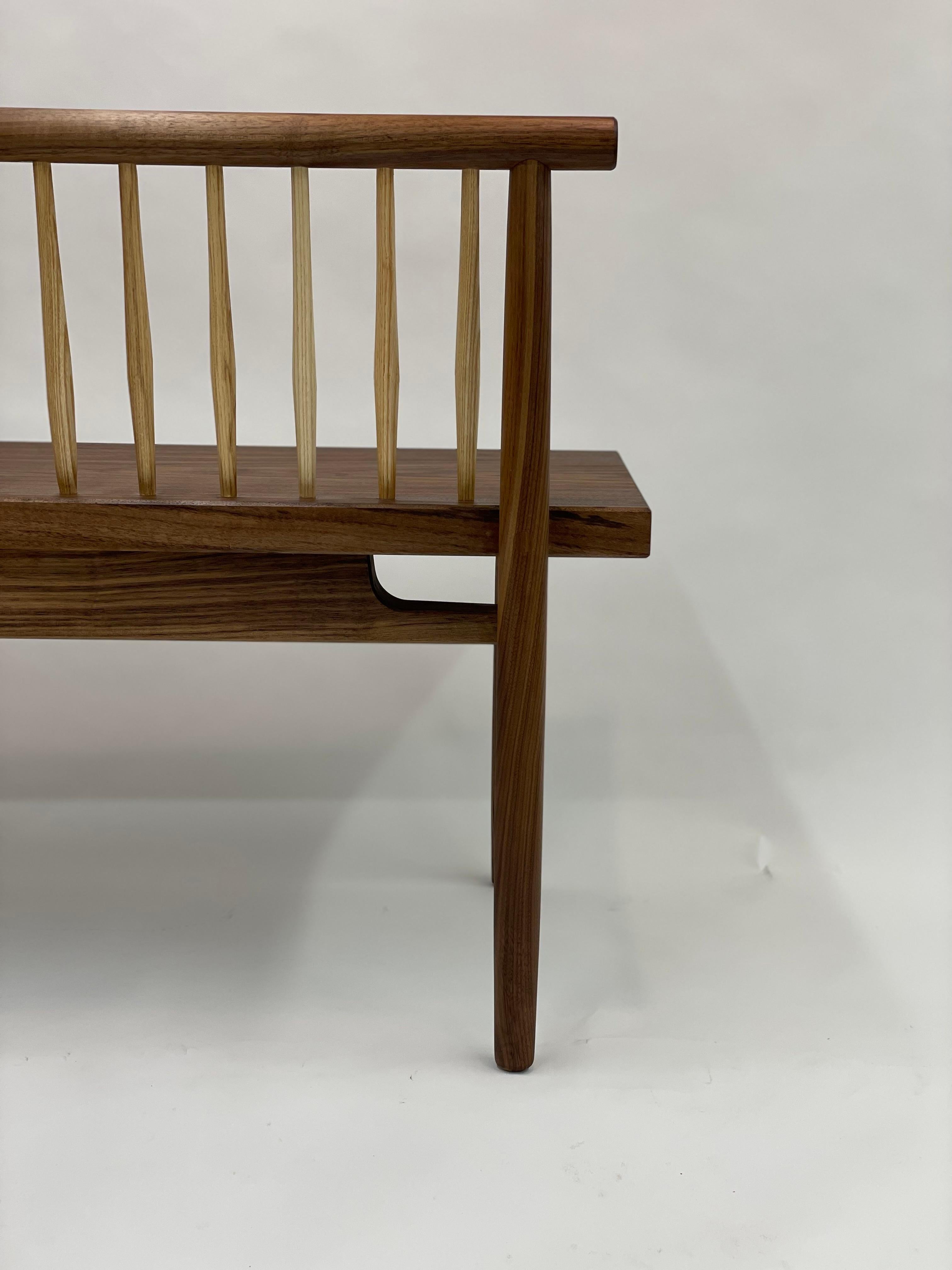 American Spindle Back Bench in Walnut and Ash For Sale