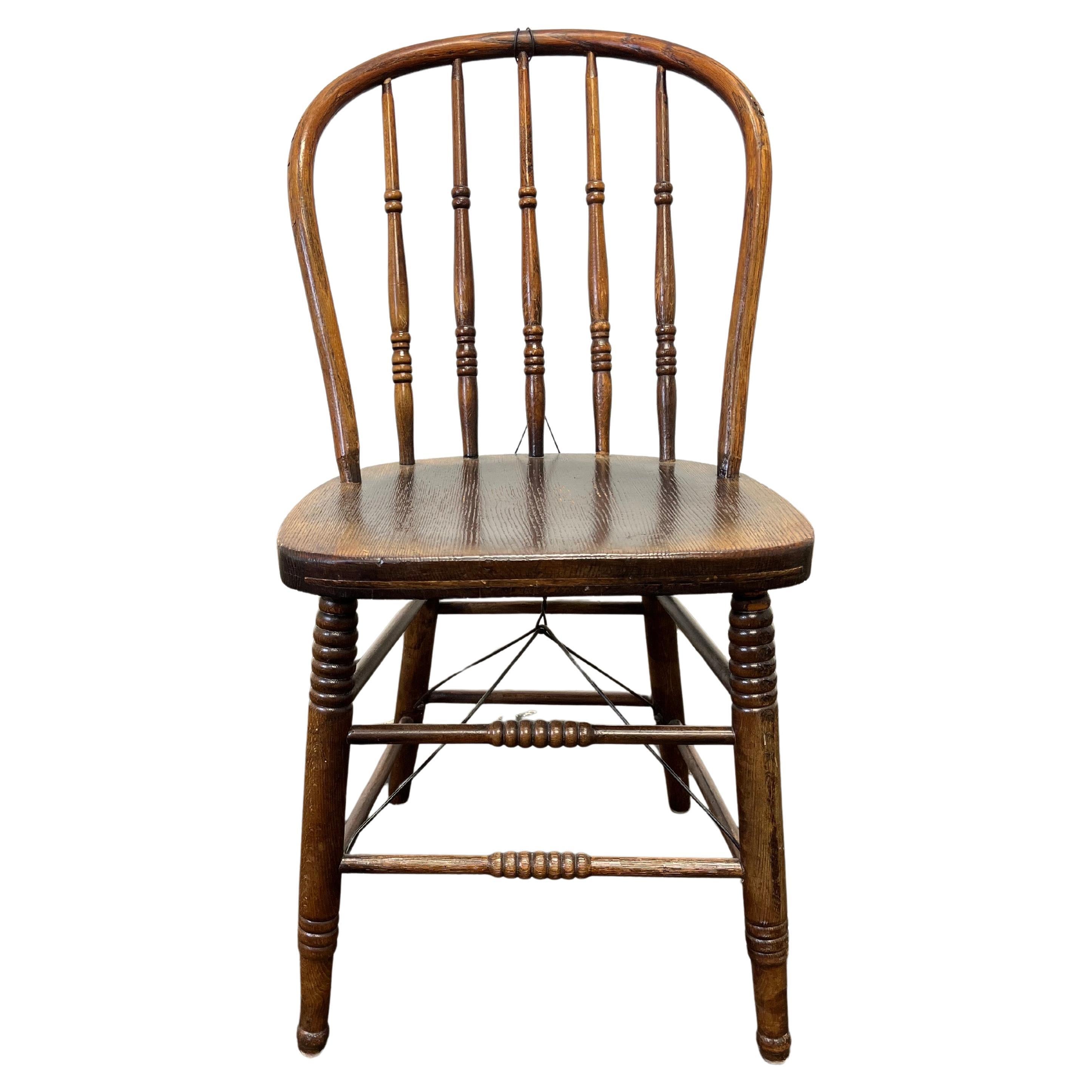 Spindle Back Chair Wire Support Antique