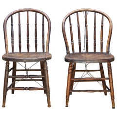 Spindle Back Chairs Antique Accent Primitive Farmhouse Saloon Tavern Inn Rustic