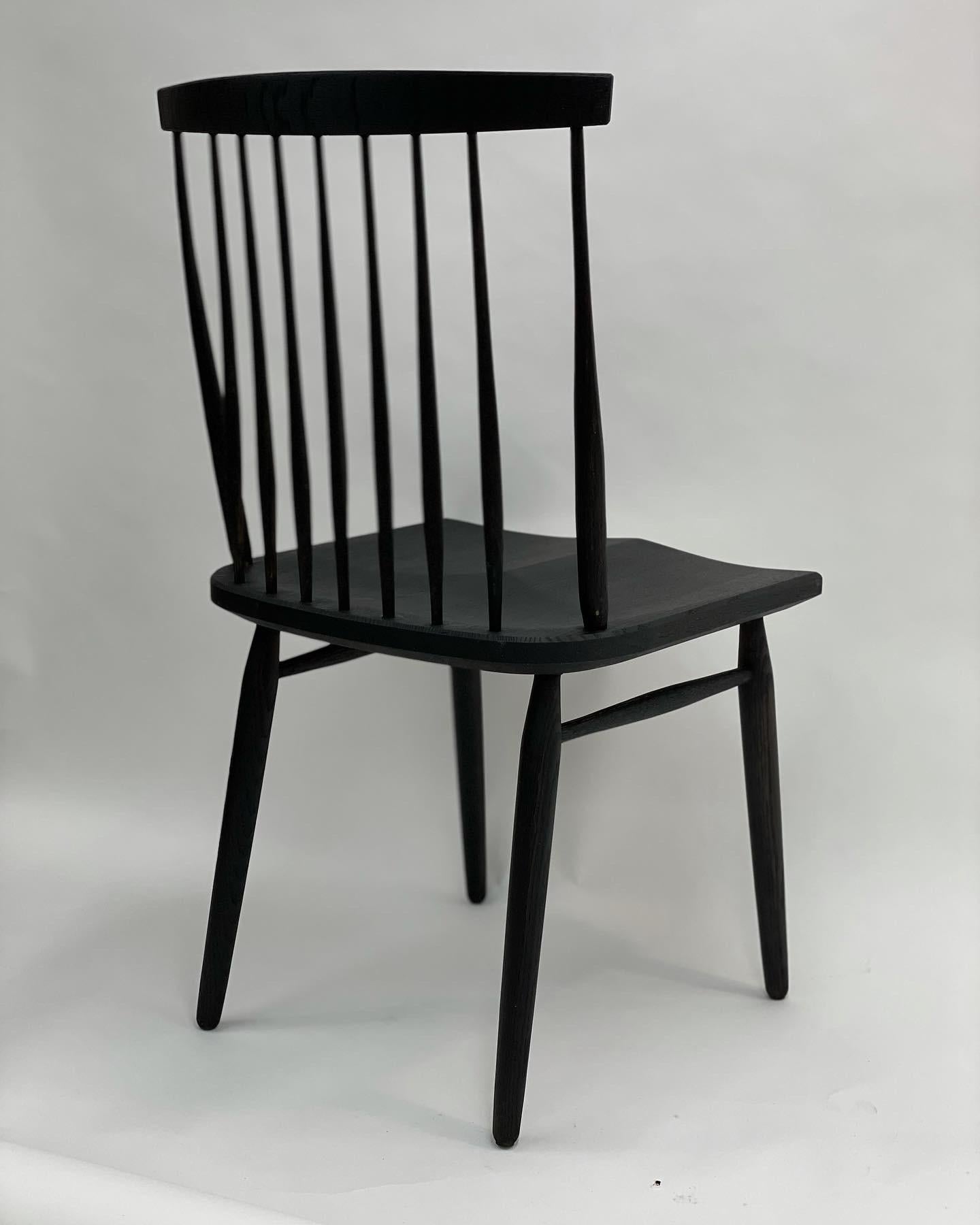Spindle Back Dining Chair in Ebonized Oak by Brian Holcombe In New Condition For Sale In Princeton, NJ