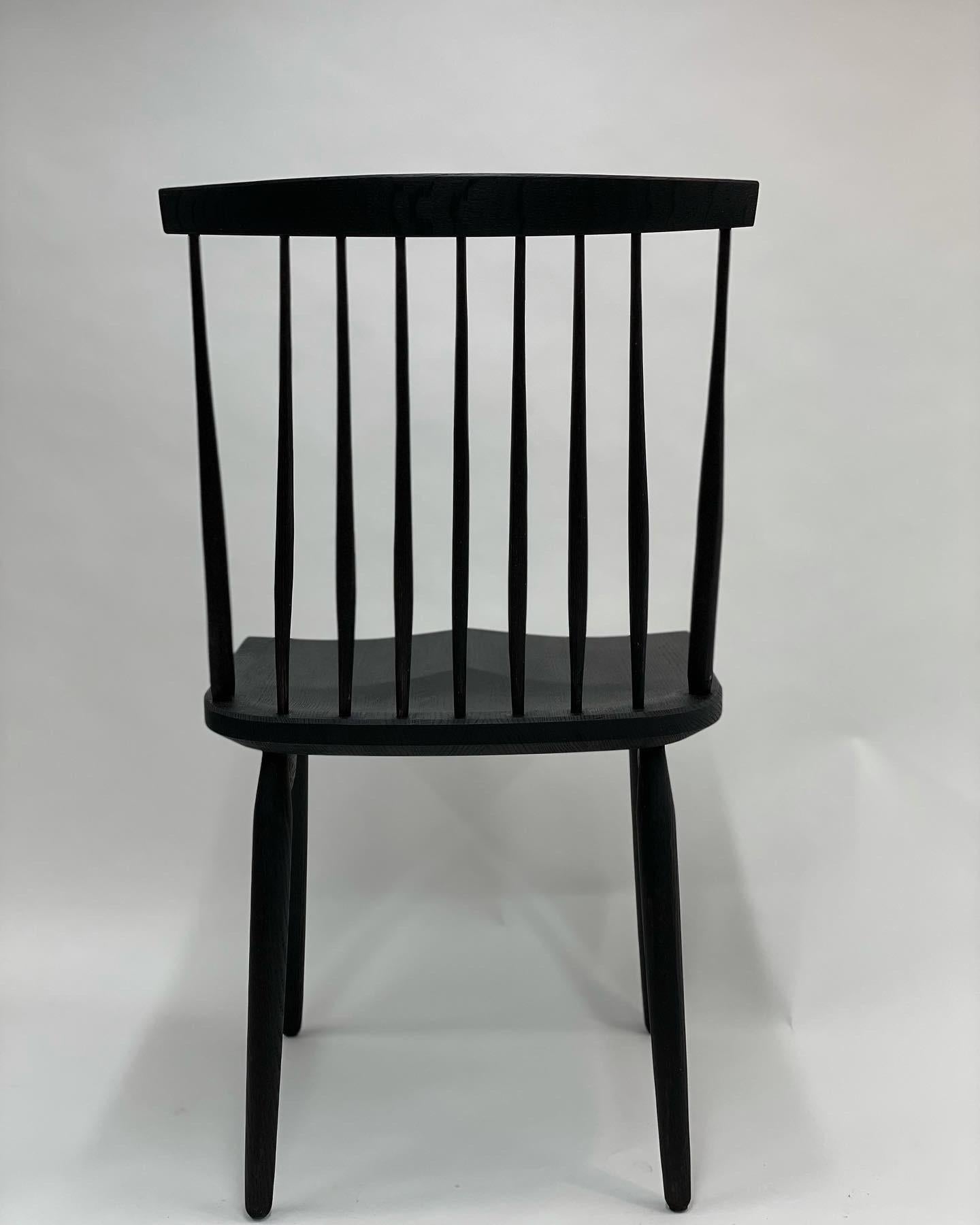 Contemporary Spindle Back Dining Chair in Ebonized Oak by Brian Holcombe For Sale