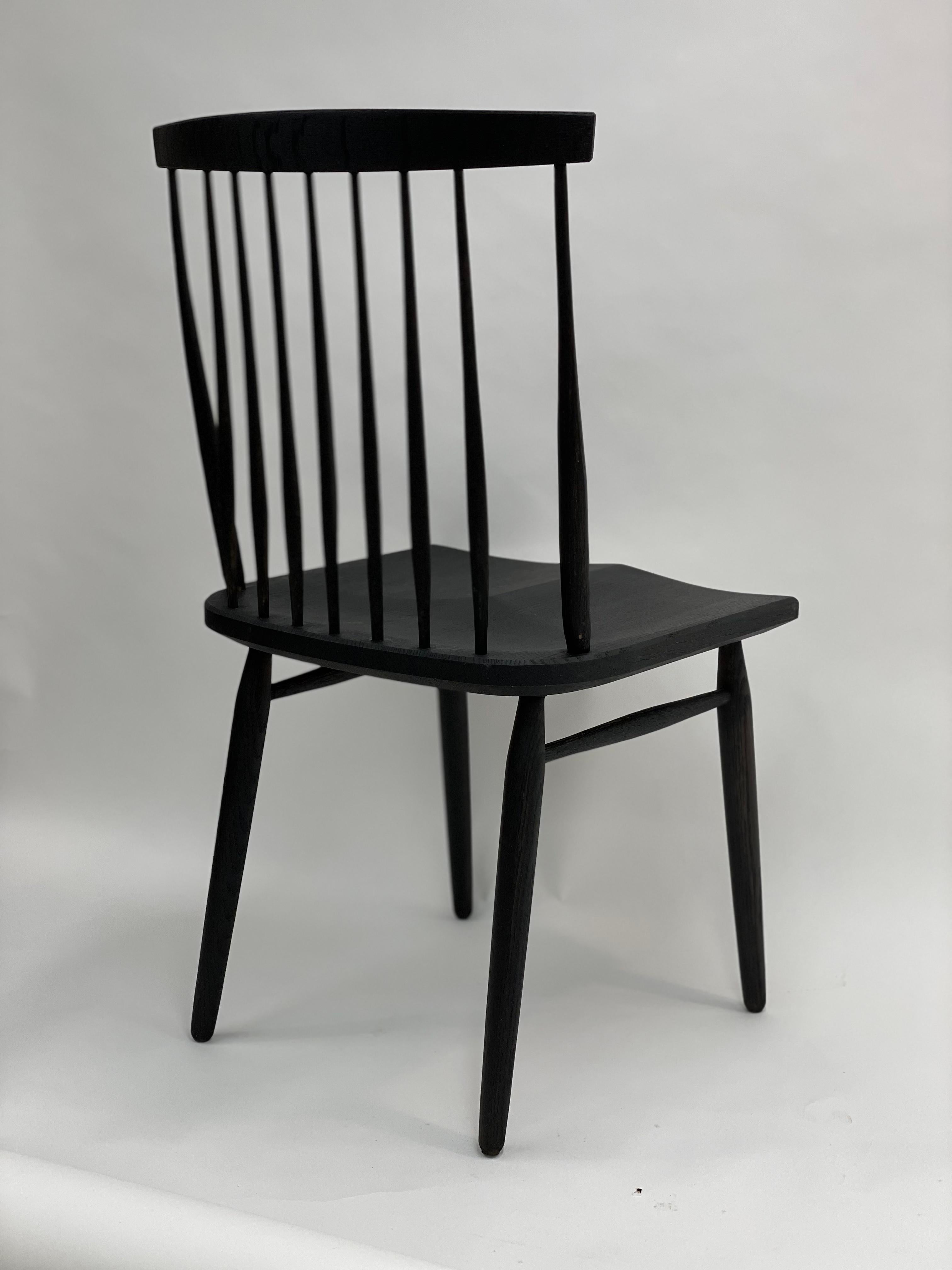 Spindle Back Dining Chair in Ebonized Oak by Brian Holcombe For Sale 1