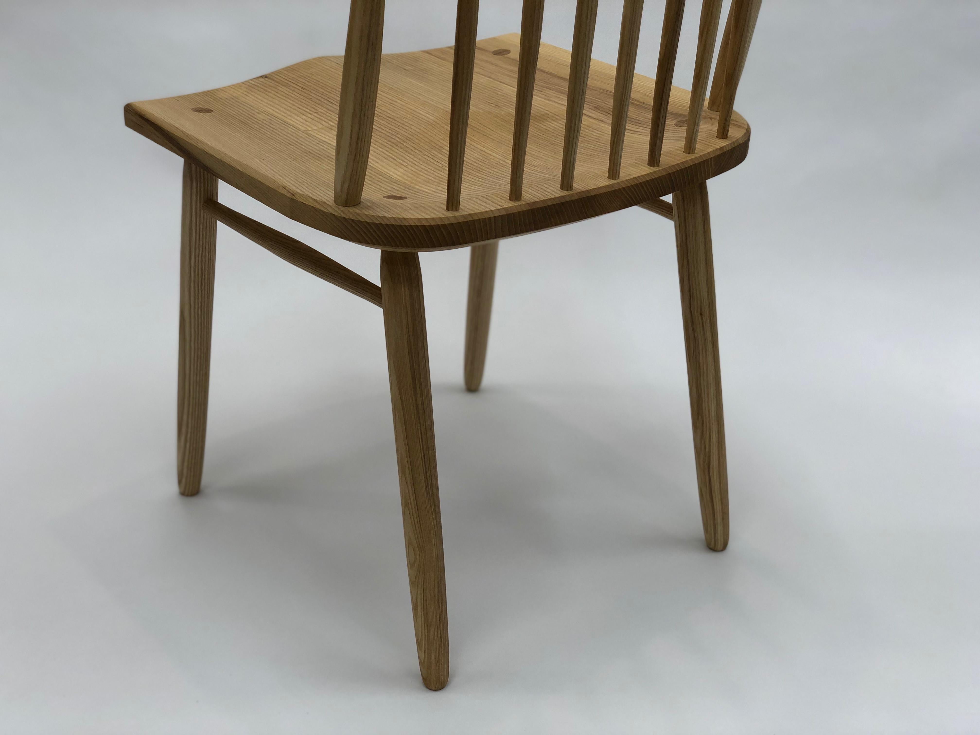 Oiled Spindle Back Dining Chair in White Ash by Brian Holcombe For Sale