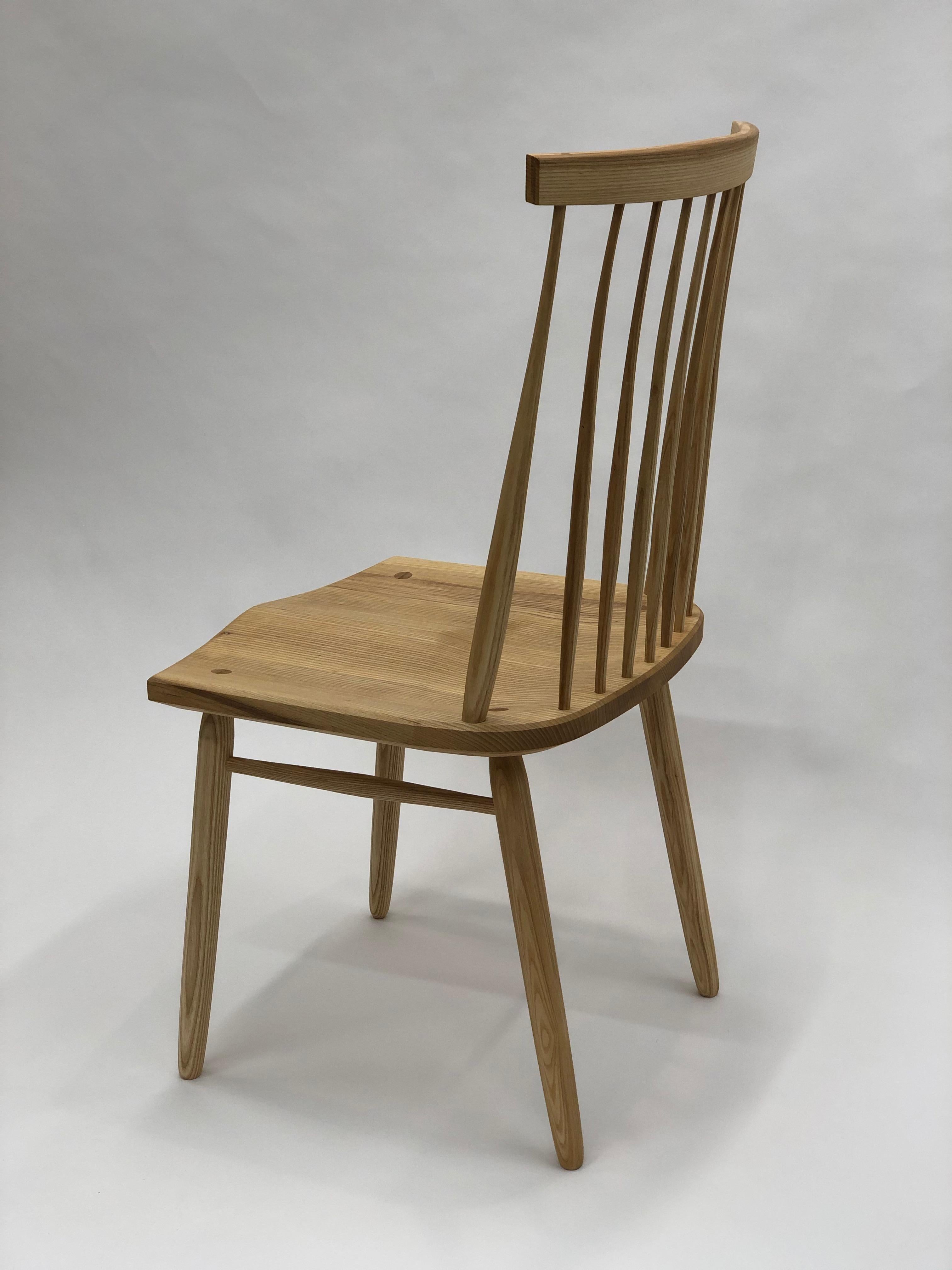 Spindle Back Dining Chair in White Ash by Brian Holcombe In New Condition For Sale In Princeton, NJ
