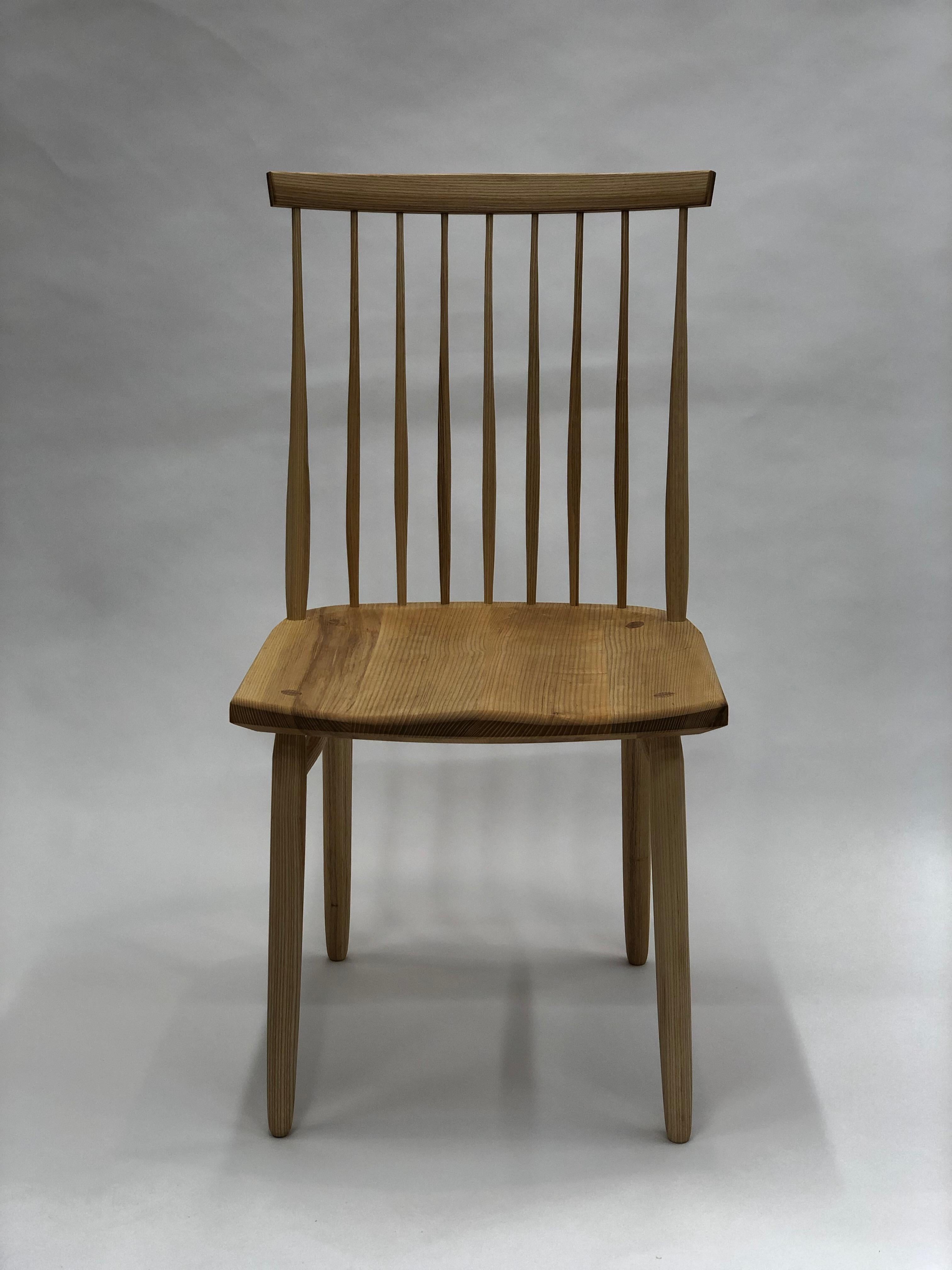 Contemporary Spindle Back Dining Chair in White Ash by Brian Holcombe For Sale