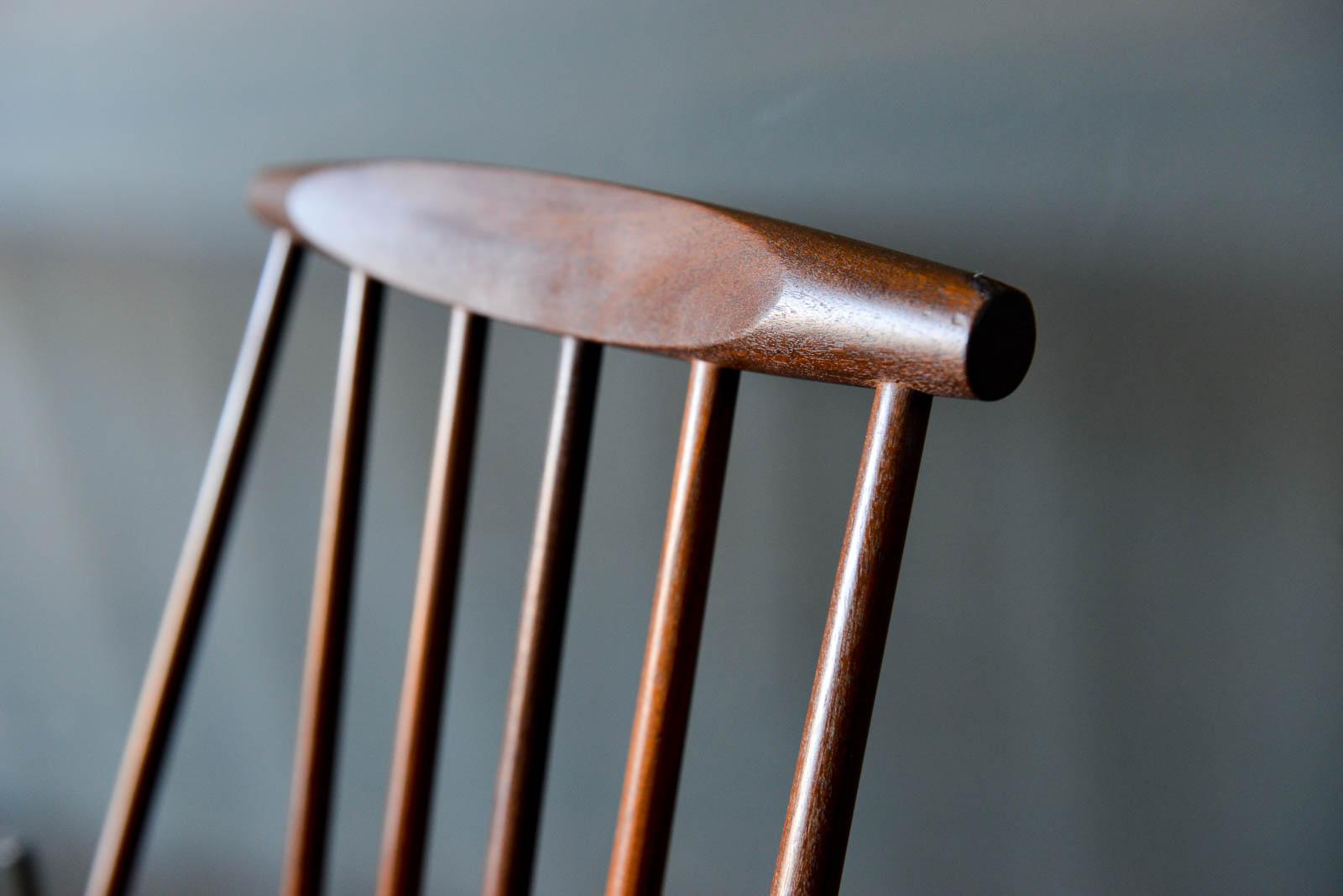 Danish Spindle Back Dining Chairs by Folke Palsson, circa 1965