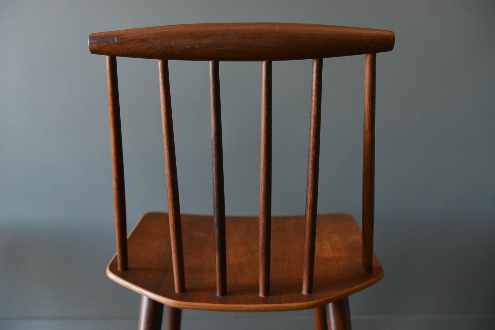 Teak Spindle Back Dining Chairs by Folke Palsson, circa 1965