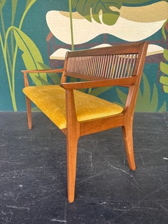 Spindle Back Mid Century Bench Settee by Bernhardt, Refinished
