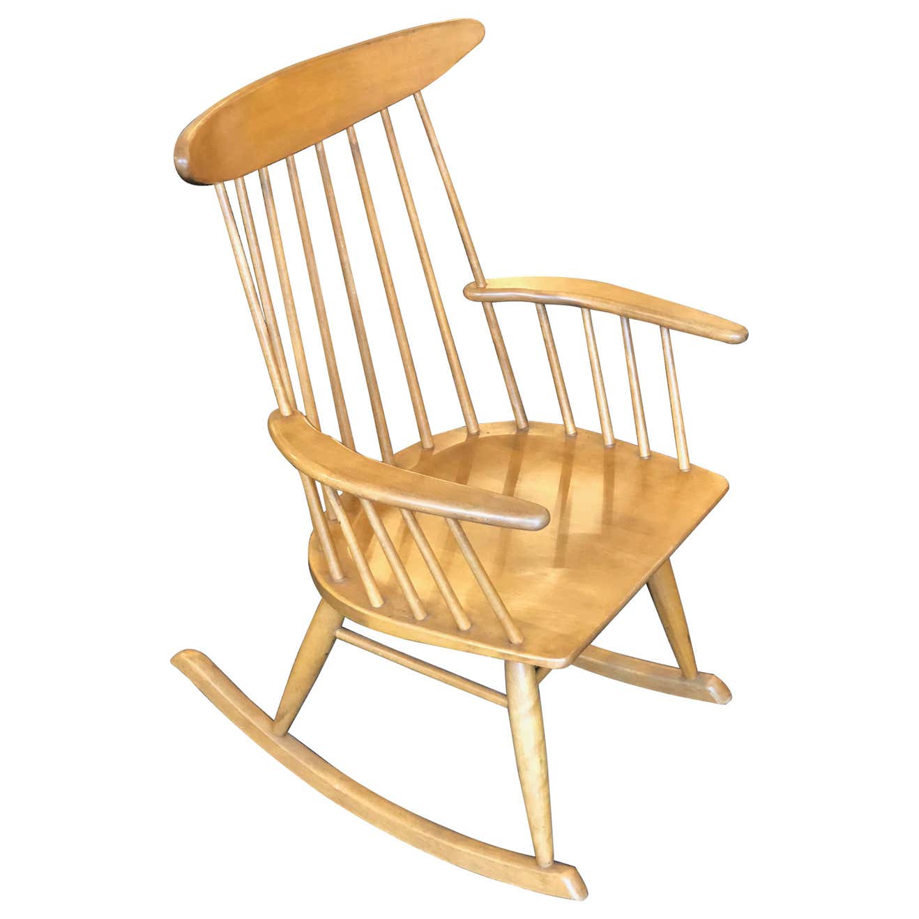 Spindle Back Rocking Chair by Russel Wright for Conant Ball at 1stDibs