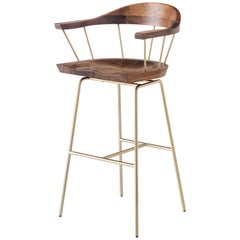 Used Spindle Bar Chair in Solid Walnut and Steel Designed by Craig Bassam