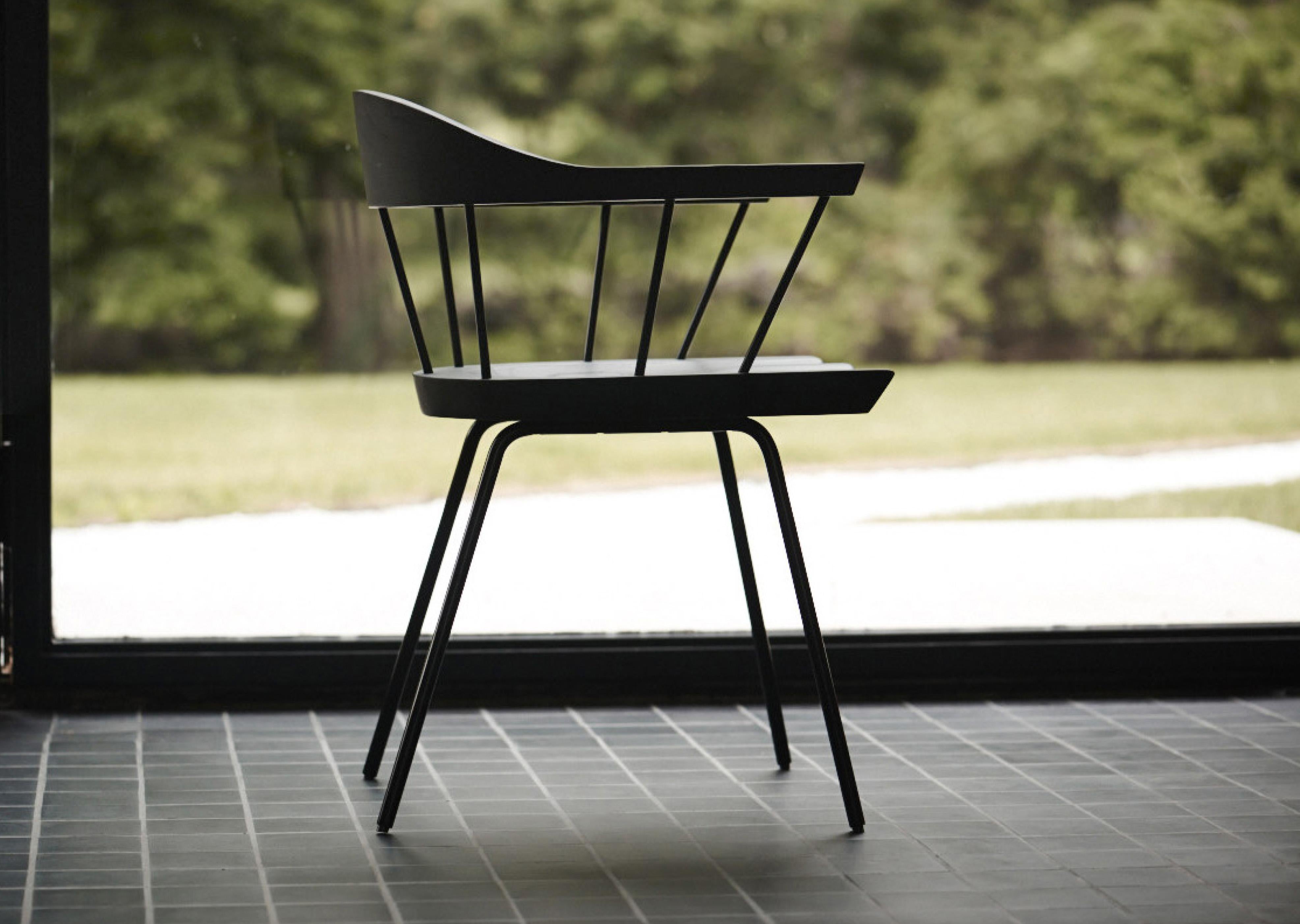 Spindle Chair in Solid, Carved Ebonized Ash and Steel Designed by Craig Bassam For Sale 7