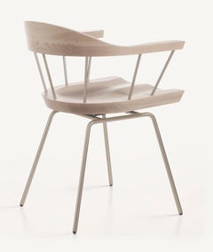 Spindle Chair in Solid, Carved White Ash and Steel Designed by Craig Bassam