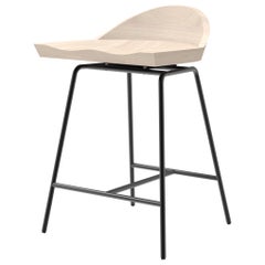 Vintage Spindle Counter Stool in Solid White Ash and Steel Designed by Craig Bassam