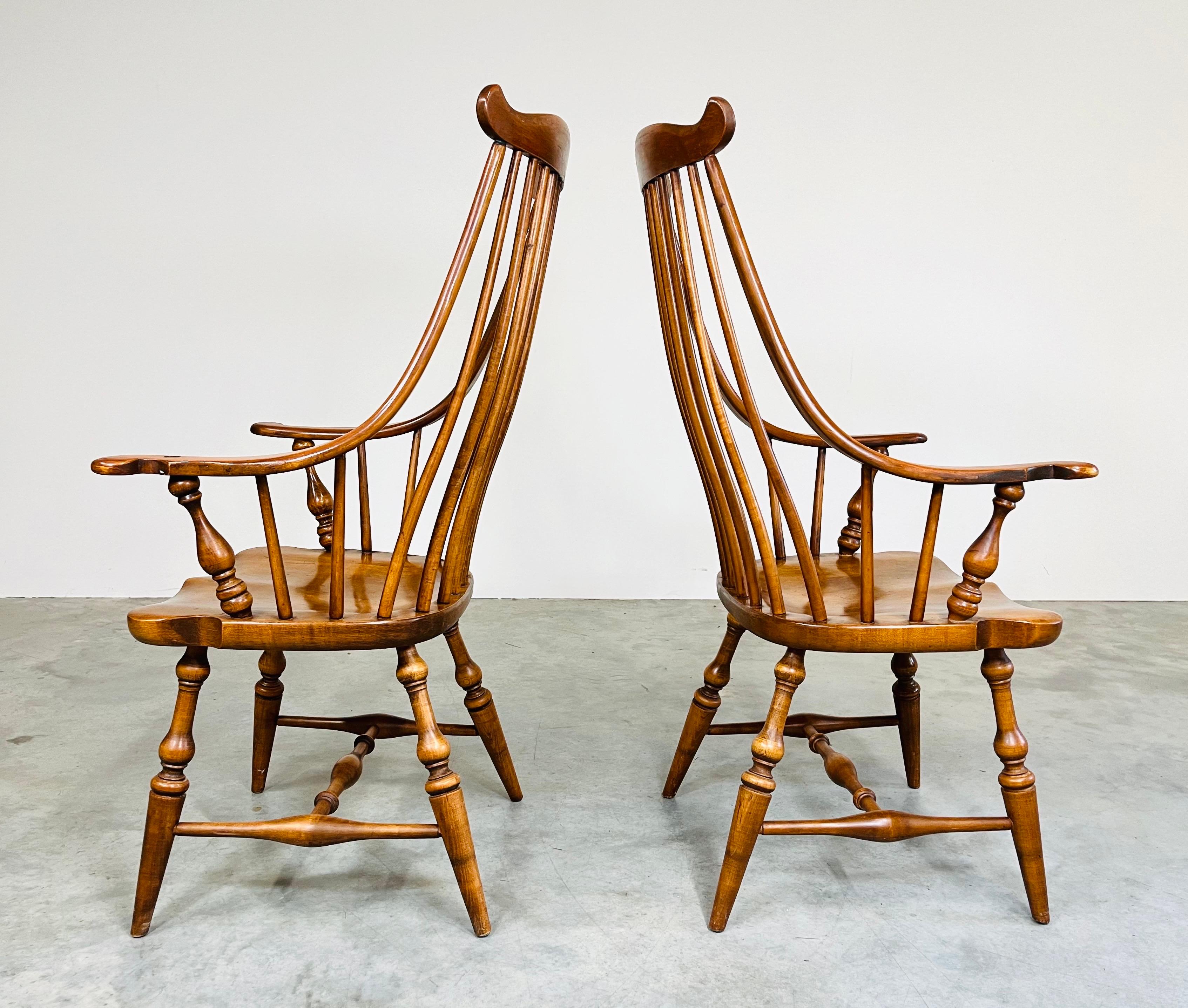 Carved Spindle Fan-Back Windsor Chairs By Heywood Wakefield 