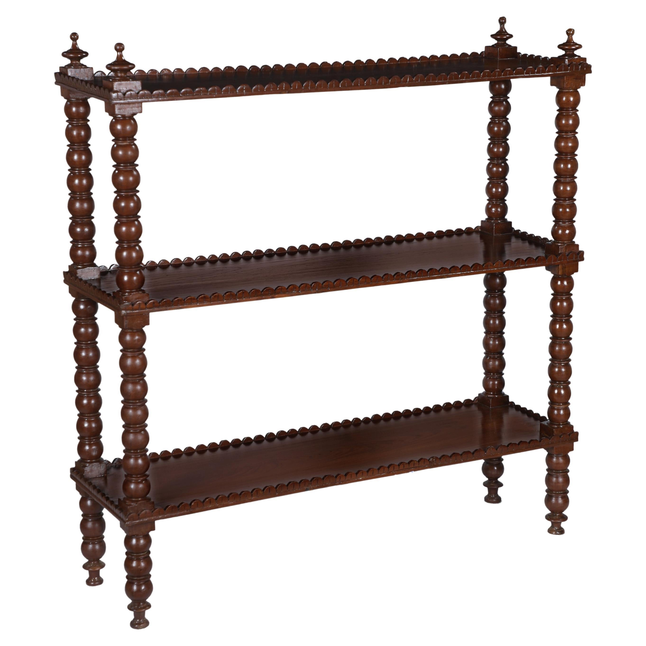 Spindle Sided Mahogany Bookcase Shelves, 1970's