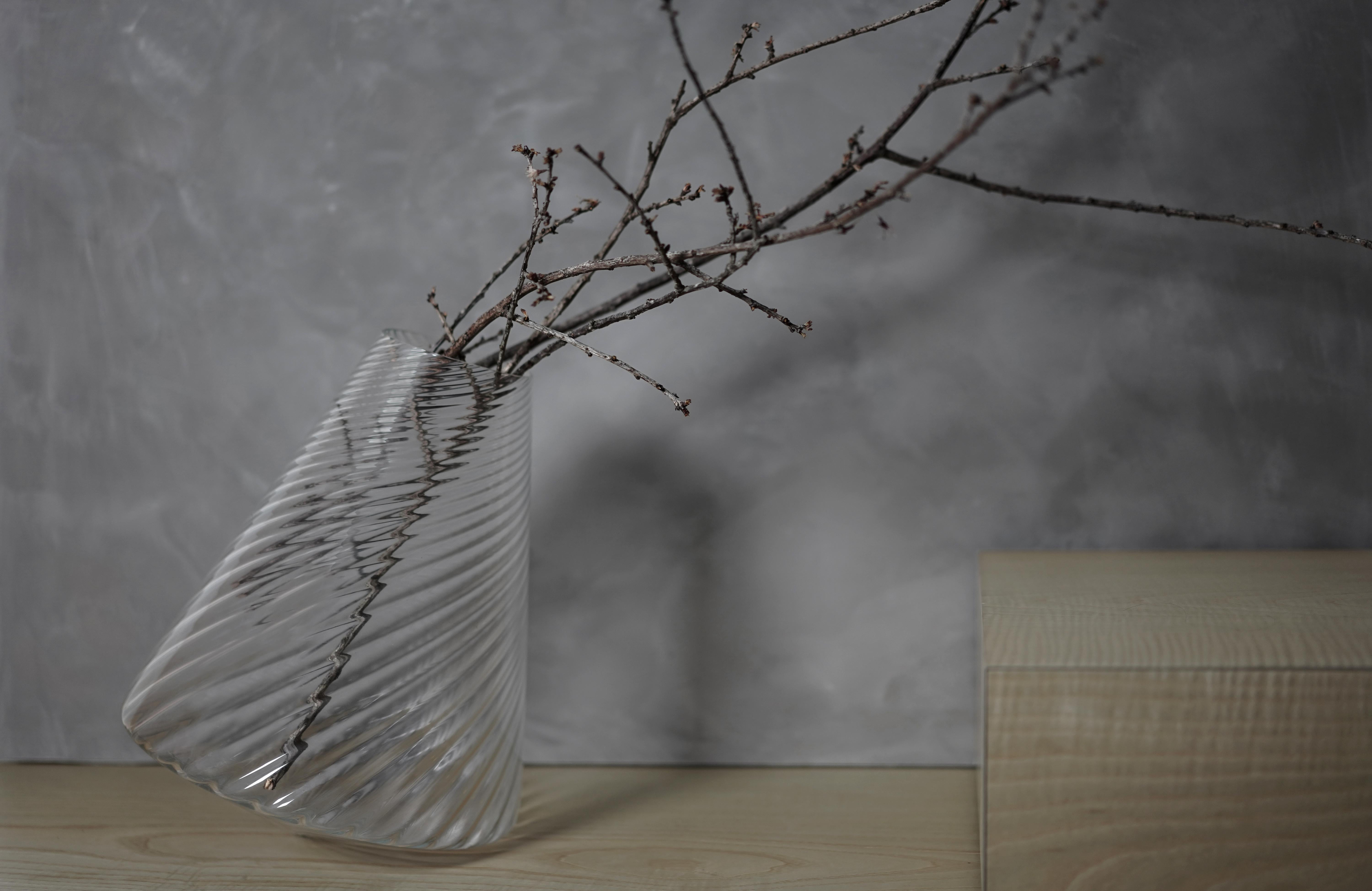 Glass Vase, handmade, medium, Crystal texture, Konsepta by Claudia Issa For Sale 3