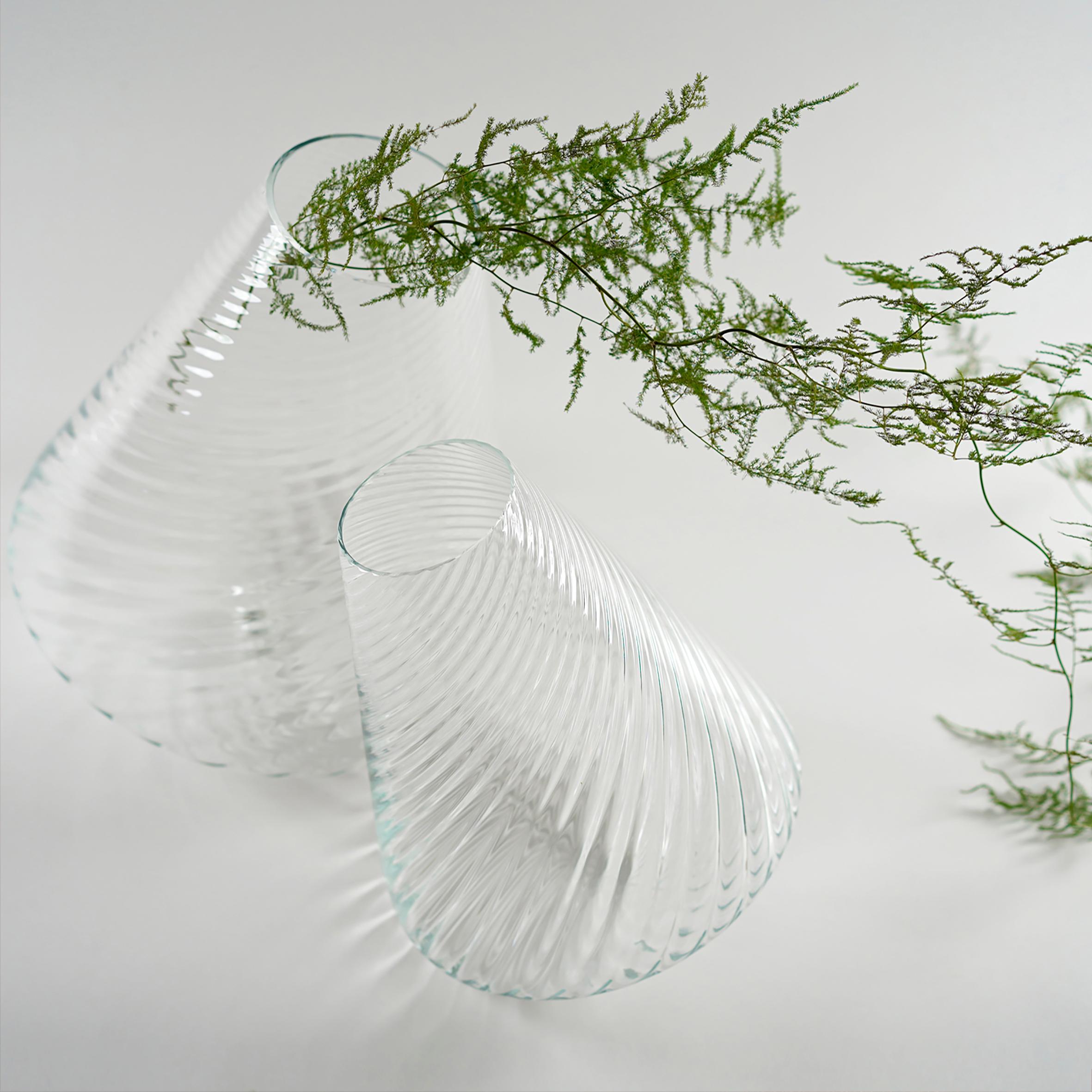 Contemporary Glass Vase, handmade, medium, Crystal texture, Konsepta by Claudia Issa For Sale