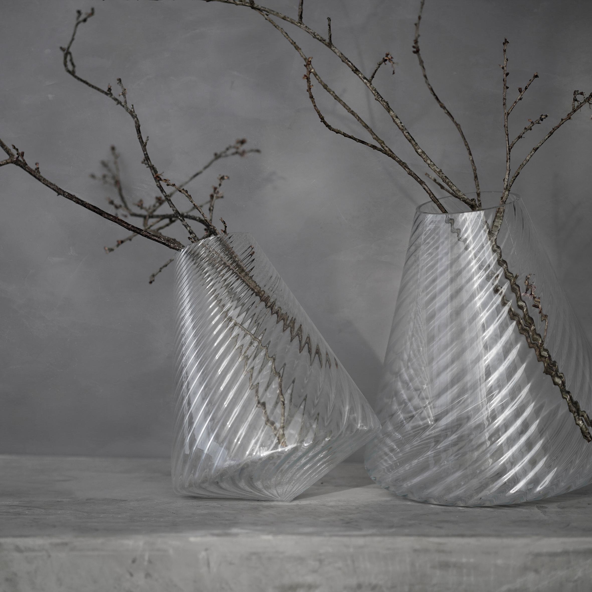 Glass Vase, handmade, medium, Crystal texture, Konsepta by Claudia Issa For Sale 1
