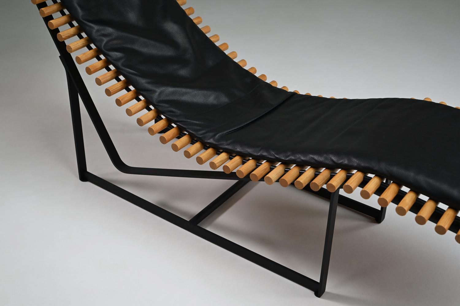 Spine back chaise longue by Peter Strassl, 1970s Germany. (Metall) im Angebot