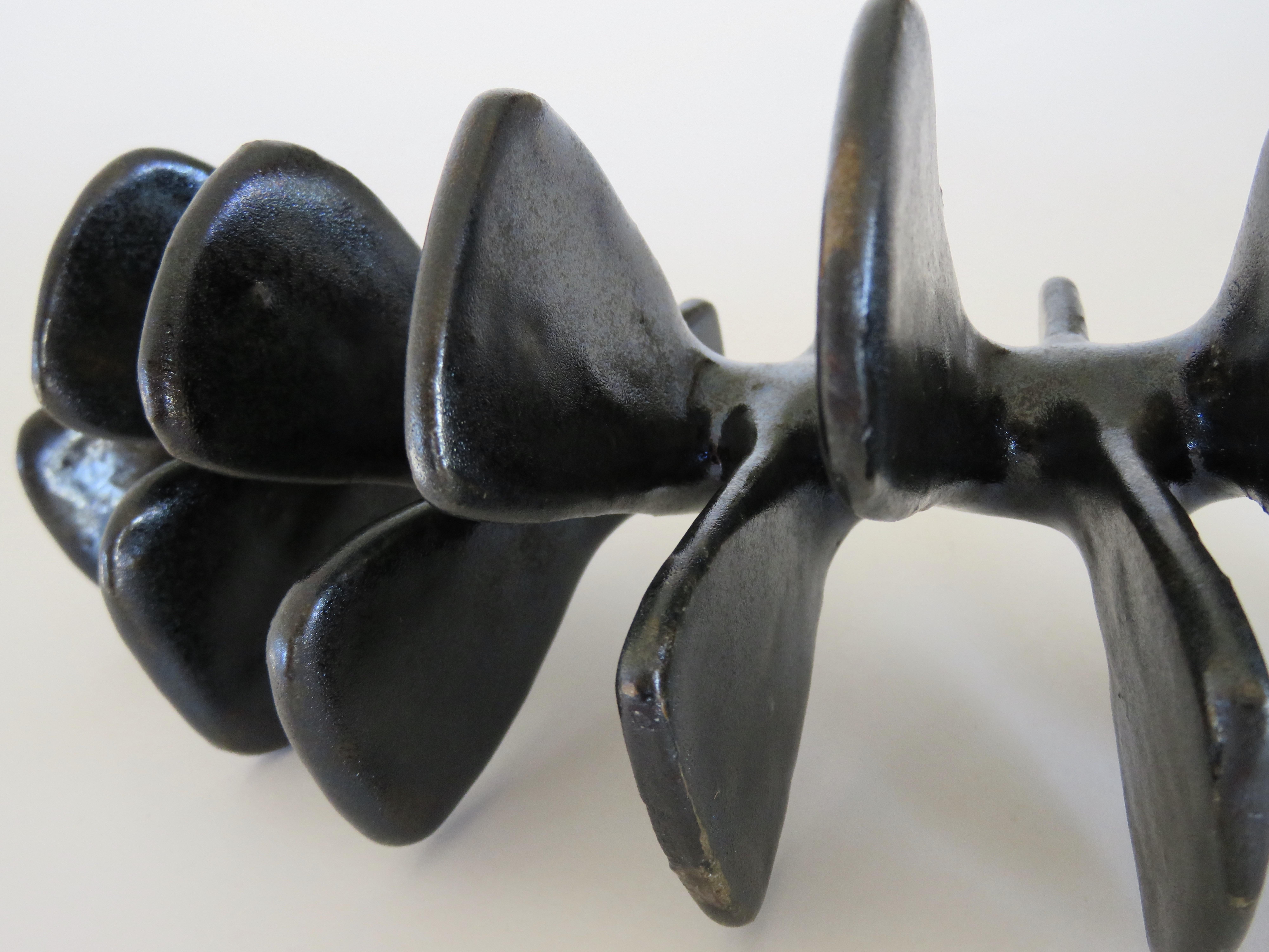 Spine-Like Ceramic Sculpture with Satin Black Glaze Hand Built in Stoneware Clay 6