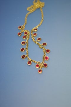 Spinel and 18 Karat Gold Fringe Necklace
