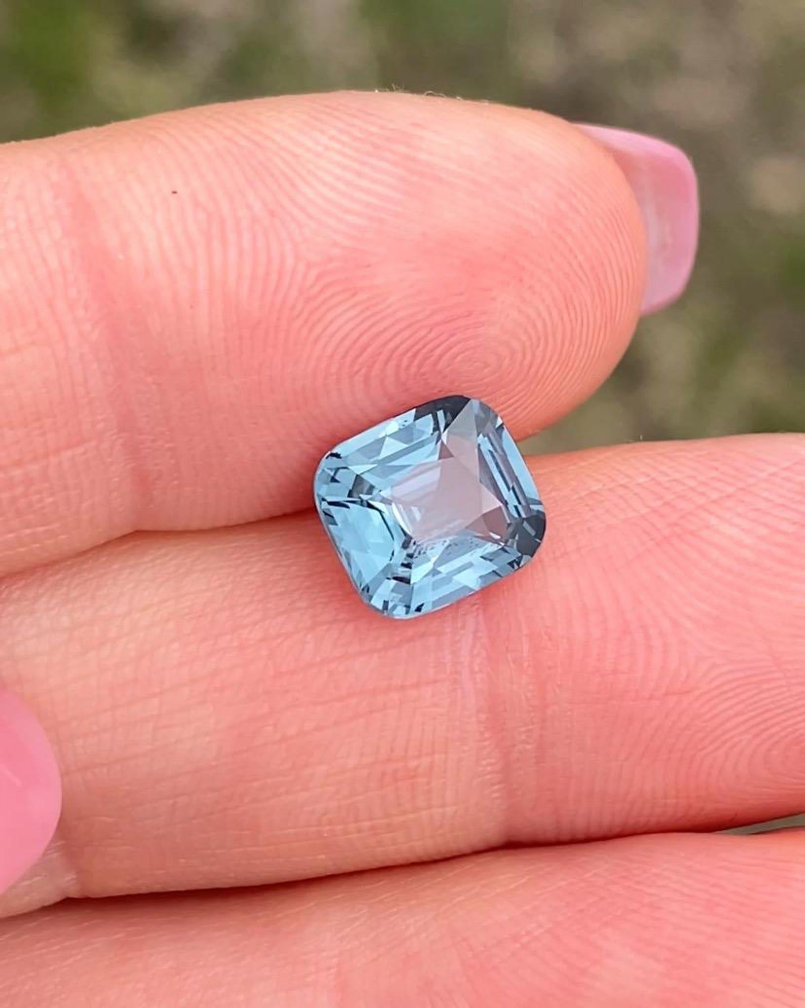 Spinelle gris-bleu 2,61 carats, pierre précieuse naturelle libre de haute qualité, coussin, Tanzanie en vente 5