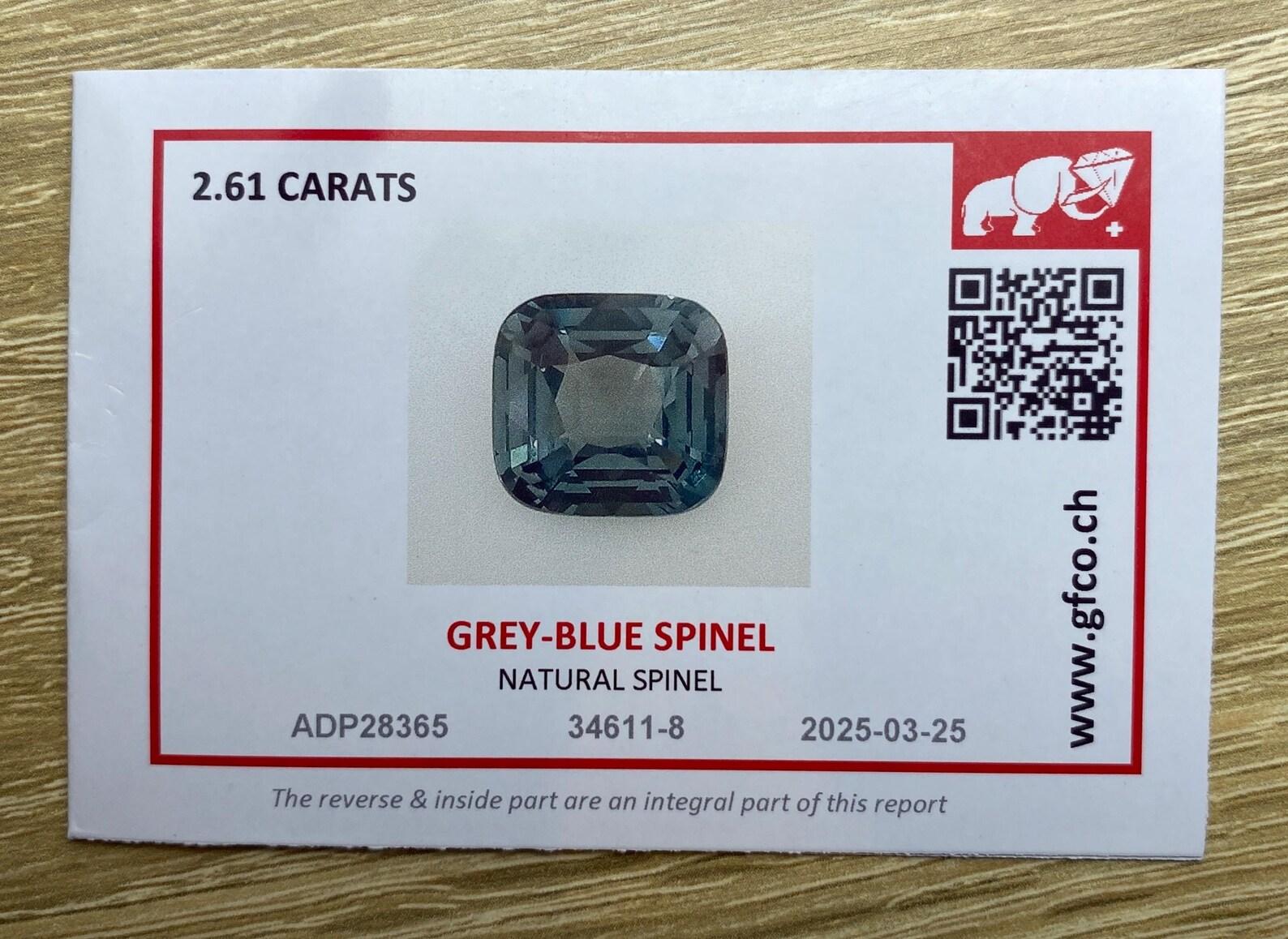 Spinelle gris-bleu 2,61 carats, pierre précieuse naturelle libre de haute qualité, coussin, Tanzanie Unisexe en vente