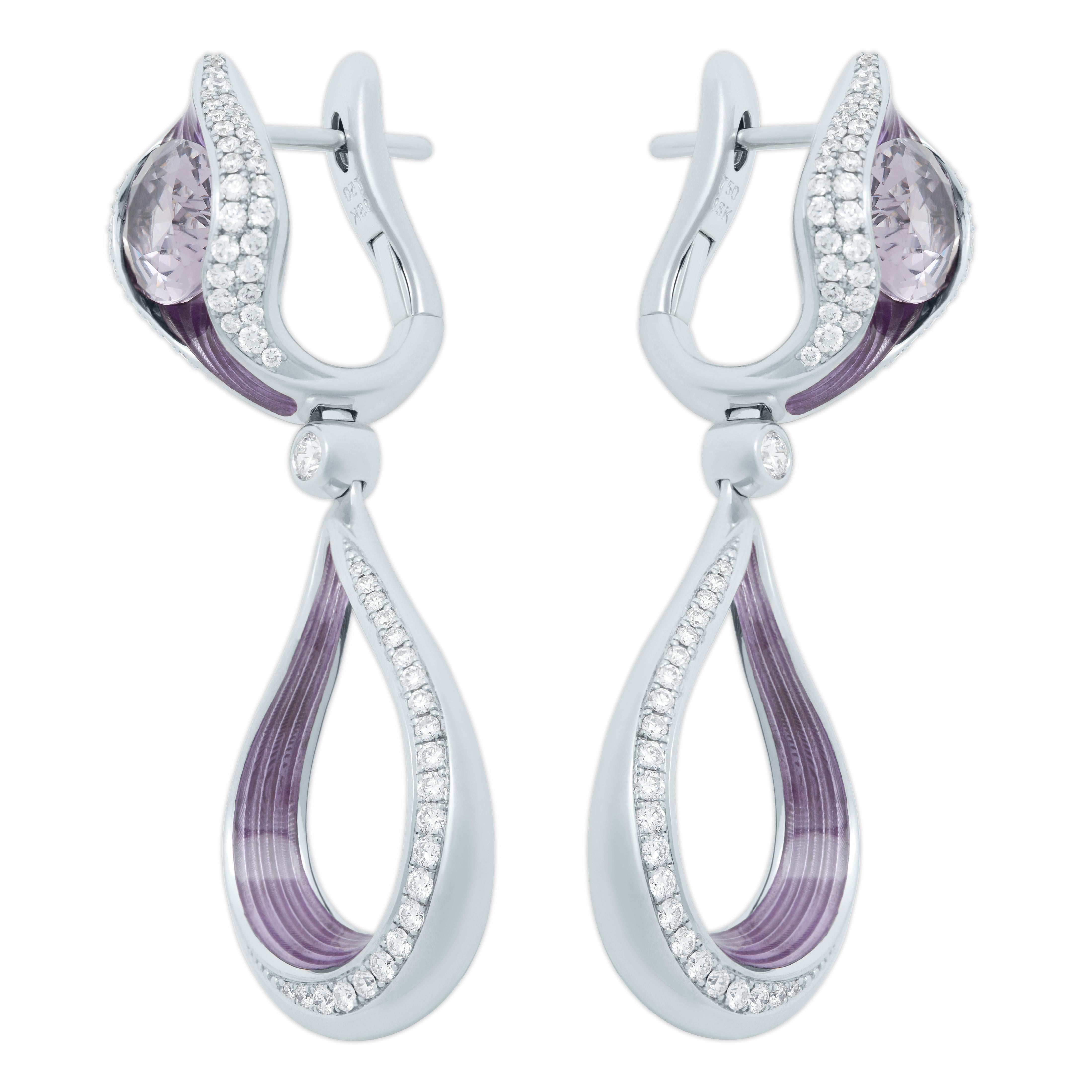 Spinel 4.72 Carat Diamonds Enamel 18 Karat White Gold Melted Colors Earrings
Introducing our new Earrings from so popular Melted Colors Collection. This collection is filled with all the colors of the rainbow. All stones are perfectly matched in