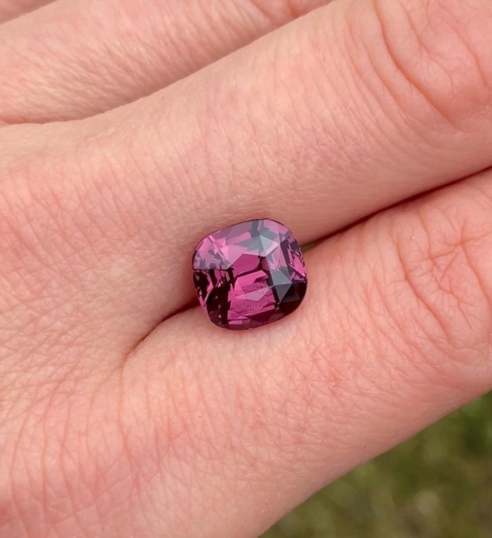 Natural Spinel  Loose gemstone 6. 05 Ct. From Tanzania.

Laboratory certified GIA
Gemstone Color: Purplish pink
Gemstone Type: Spinel
Gemstone size: 9.77x9.19x7.65mm
Gemstone Shape: cushion Cut
Gemstone Creation: Natural
Gemstone Treatment: Not
