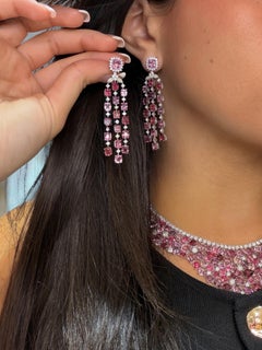 Spinel and Diamond Large Chandelier Statement Earrings Platinum 17.59 Carats