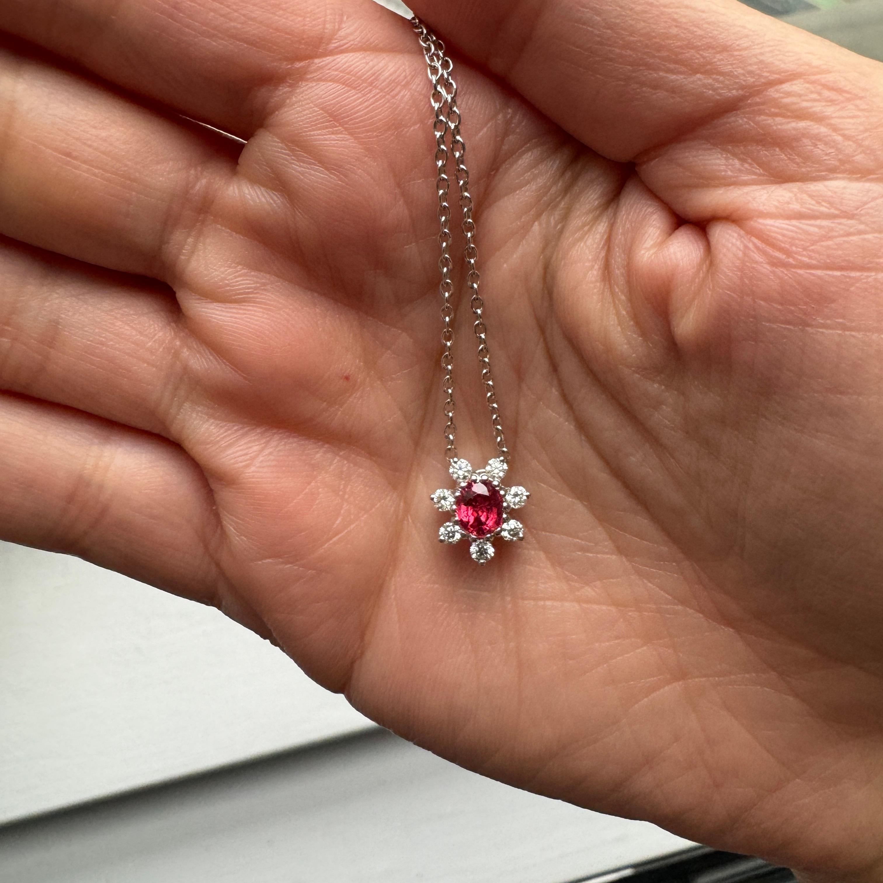 Oval Cut Spinel and Diamond Pendant For Sale