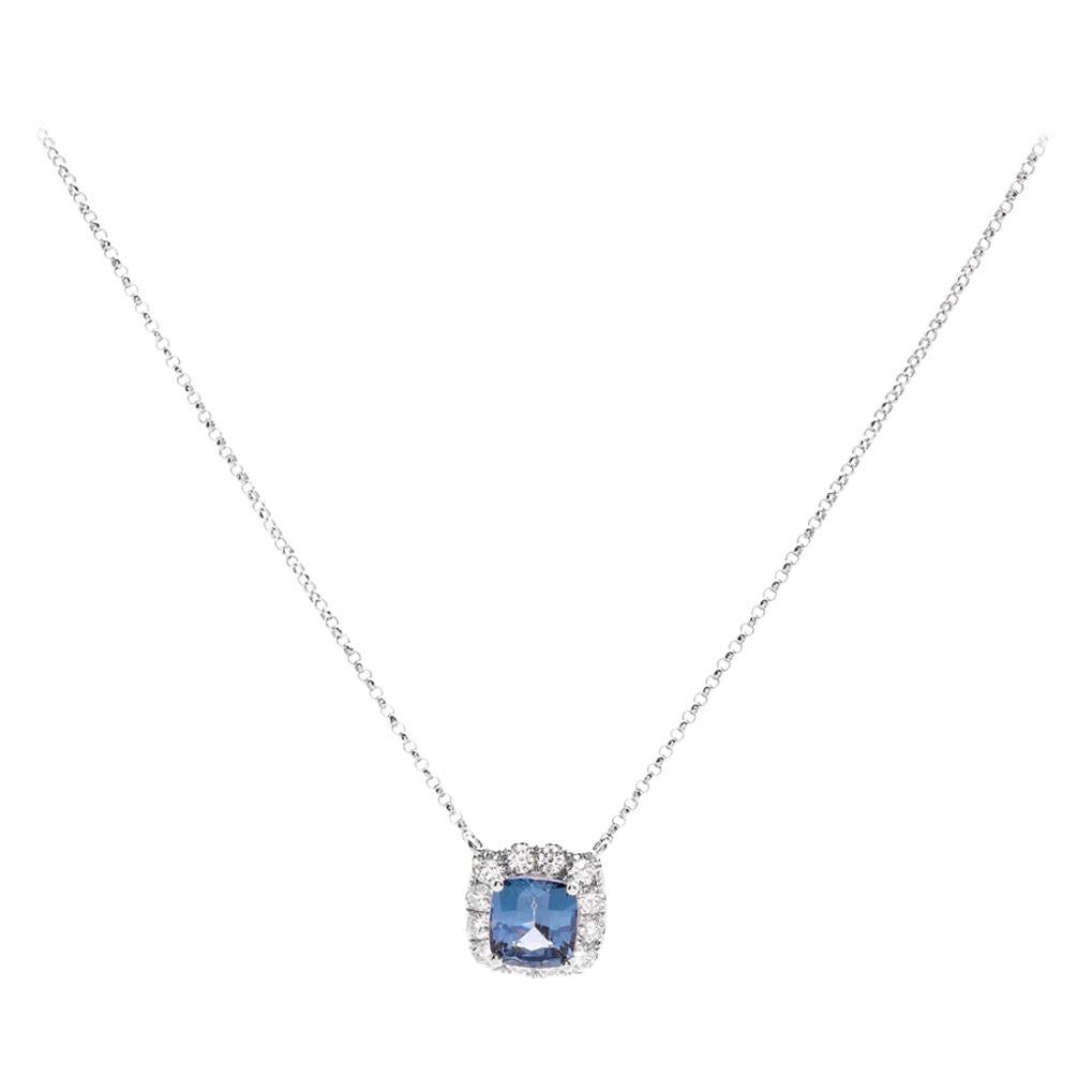 Spinel and Diamond Pendant with Chain