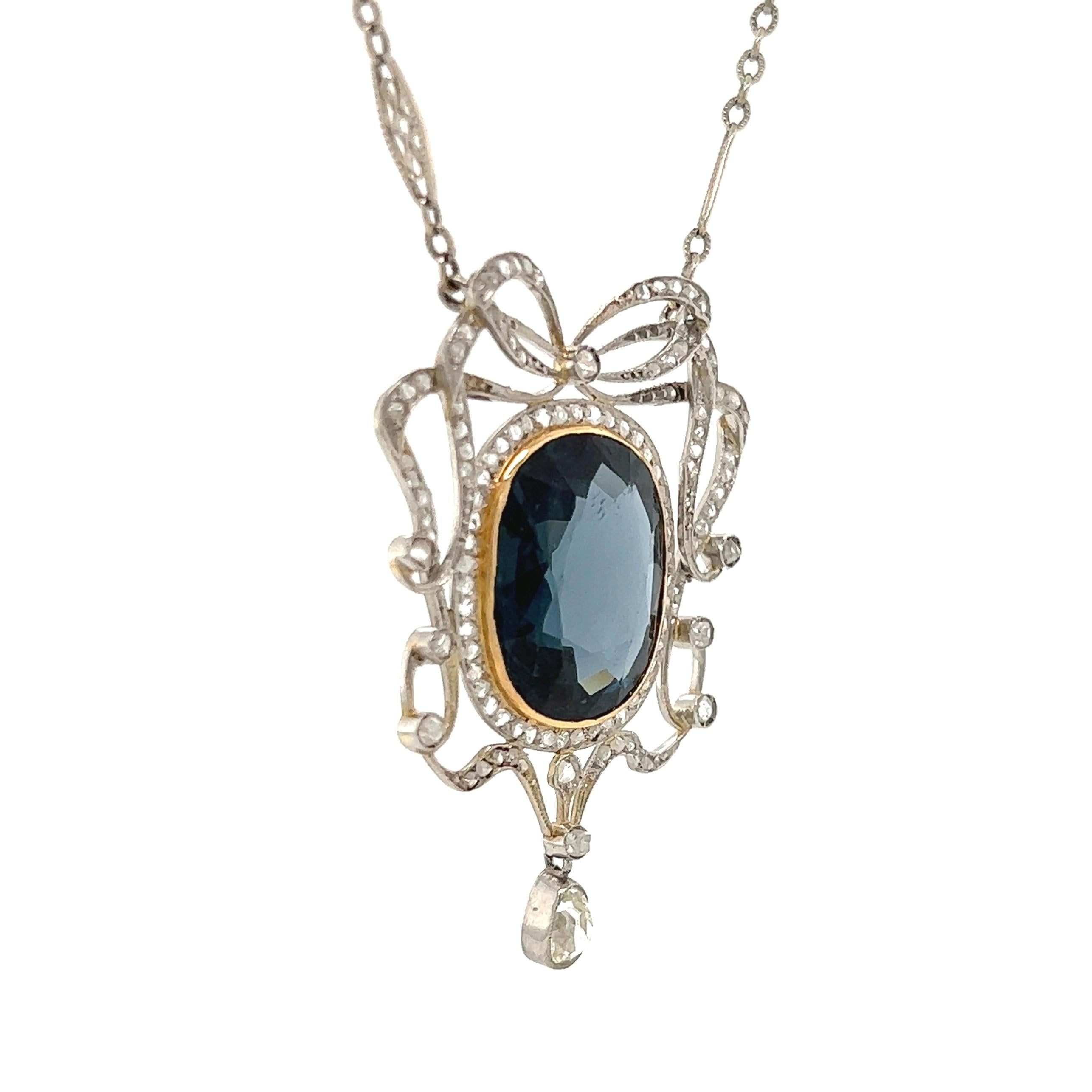 Spinell und Diamant Platin Lavaliere Anhänger Halskette Estate Fine Jewelry (Gemischter Schliff) im Angebot