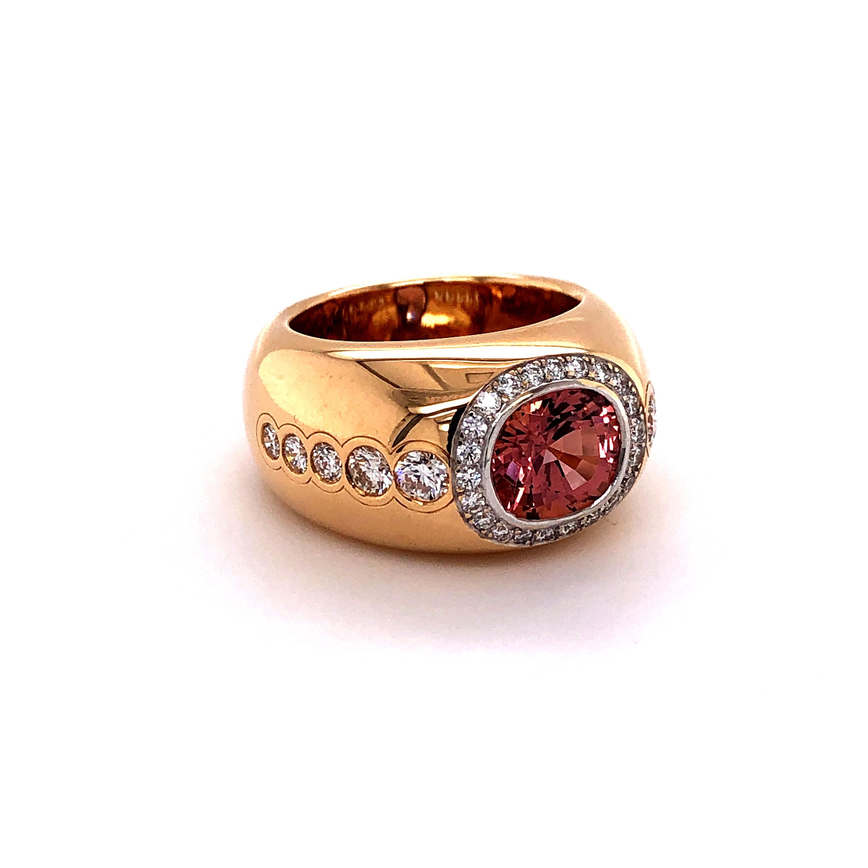 Cushion Cut Spinel and Diamond Ring in 18 Karat Rose Gold