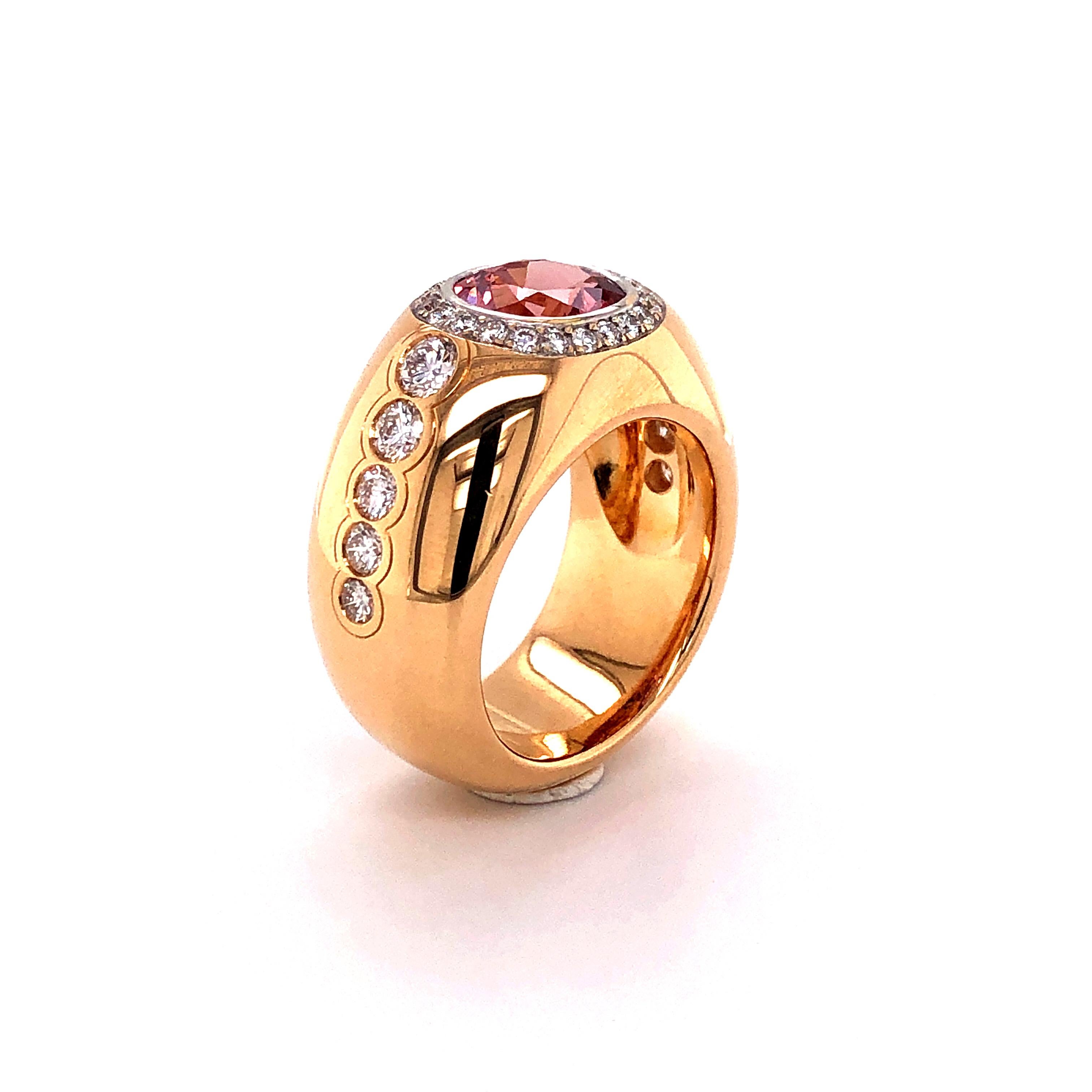 Spinel and Diamond Ring in 18 Karat Rose Gold 1