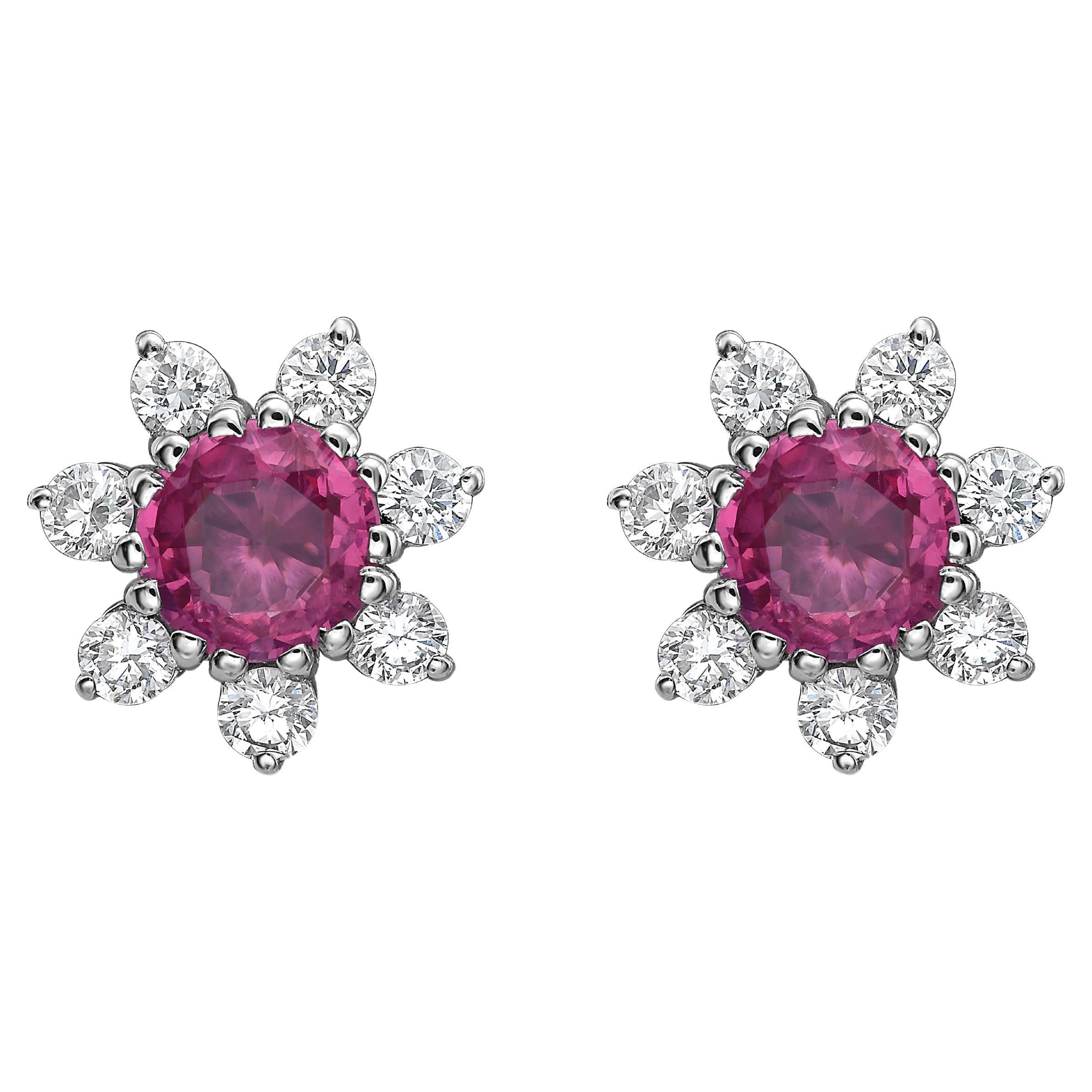 Spinel and Diamond Stud Earrings For Sale