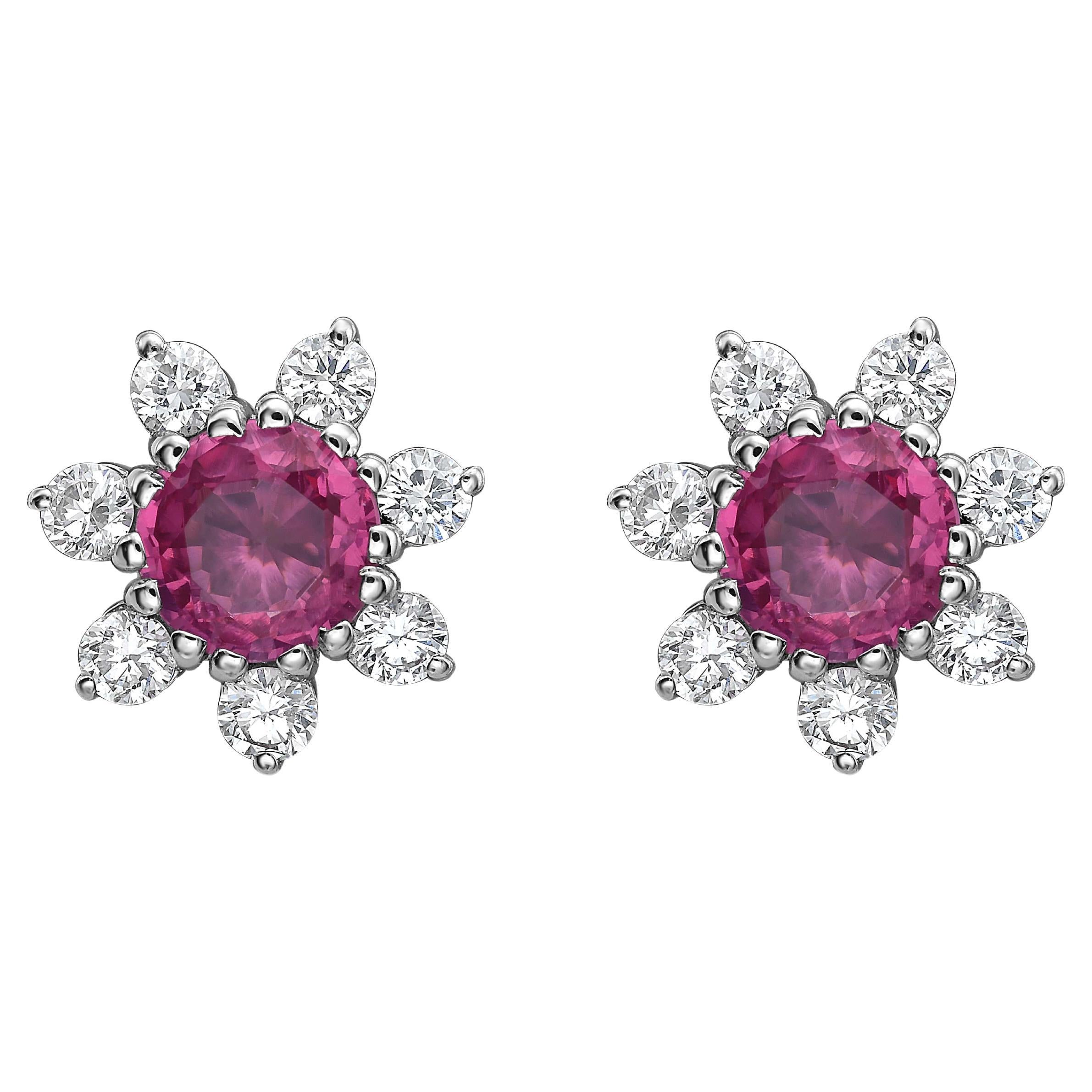 Spinel and Diamond Stud Earrings